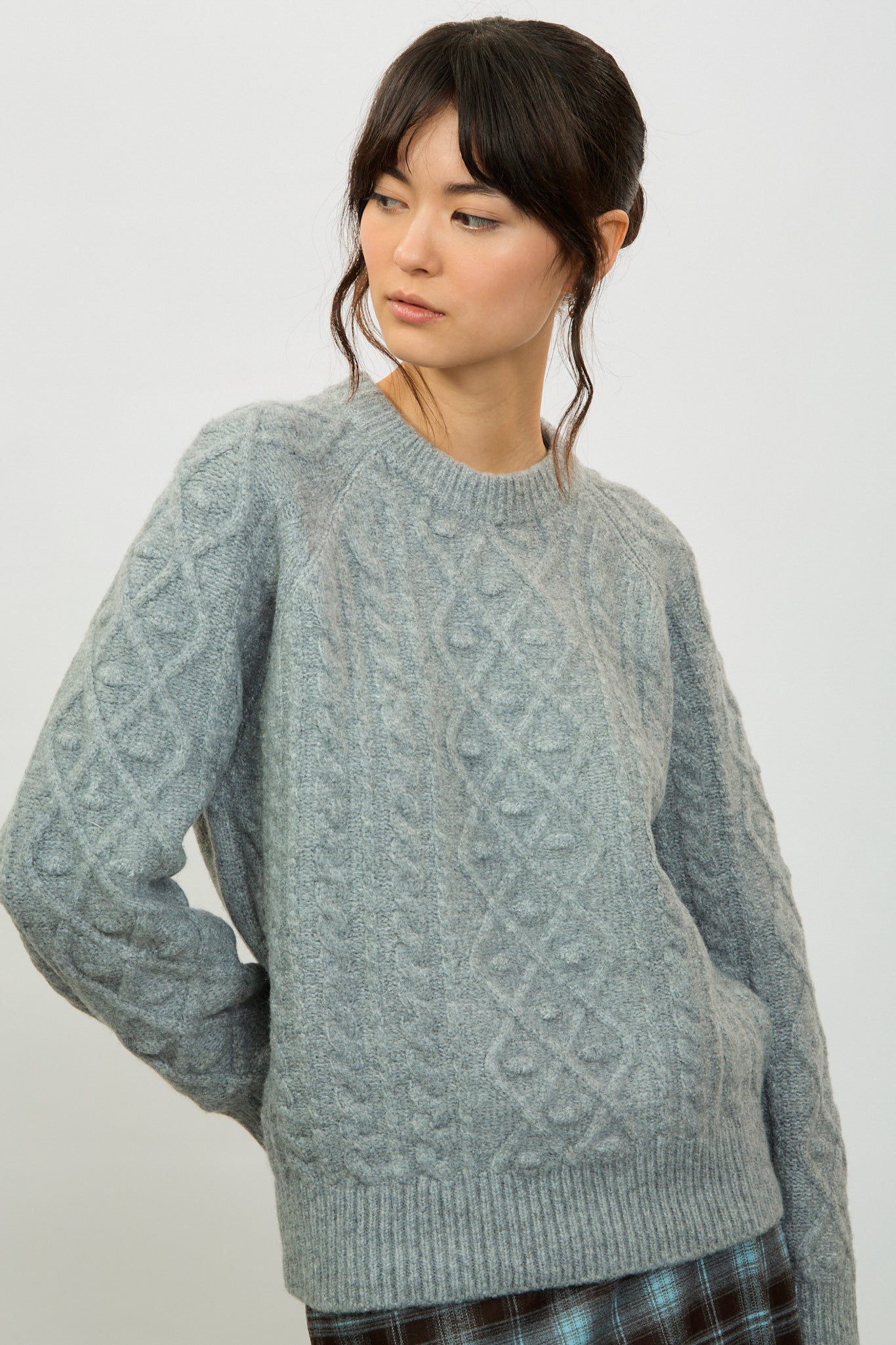 Grey diamond sleeve cable knit jumper_1