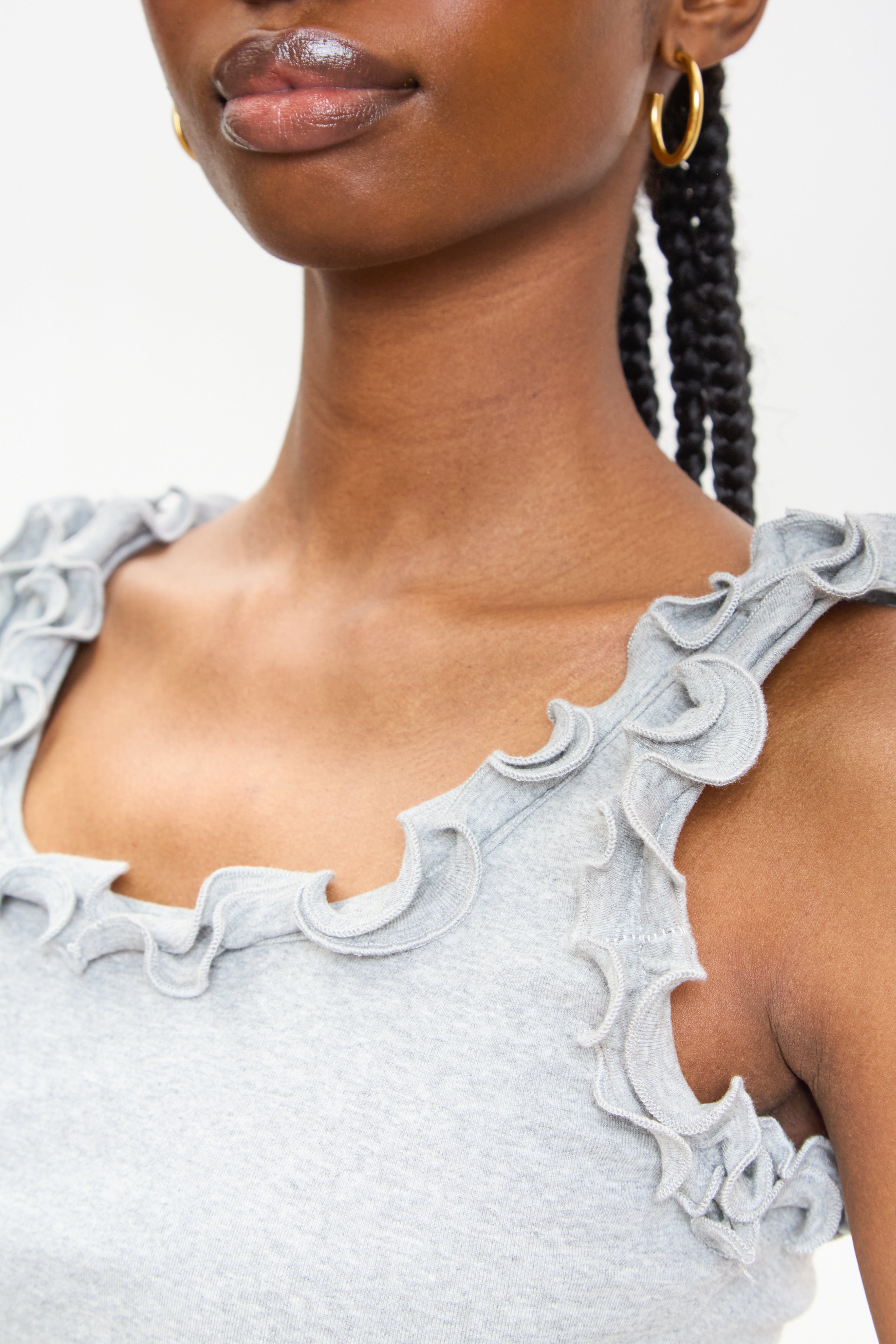 Grey double ruffle trim tank_3