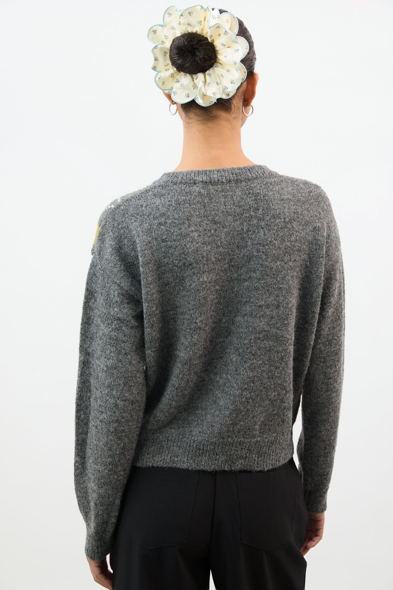 Grey green and brown argyle alpaca wool blend cardigan_2