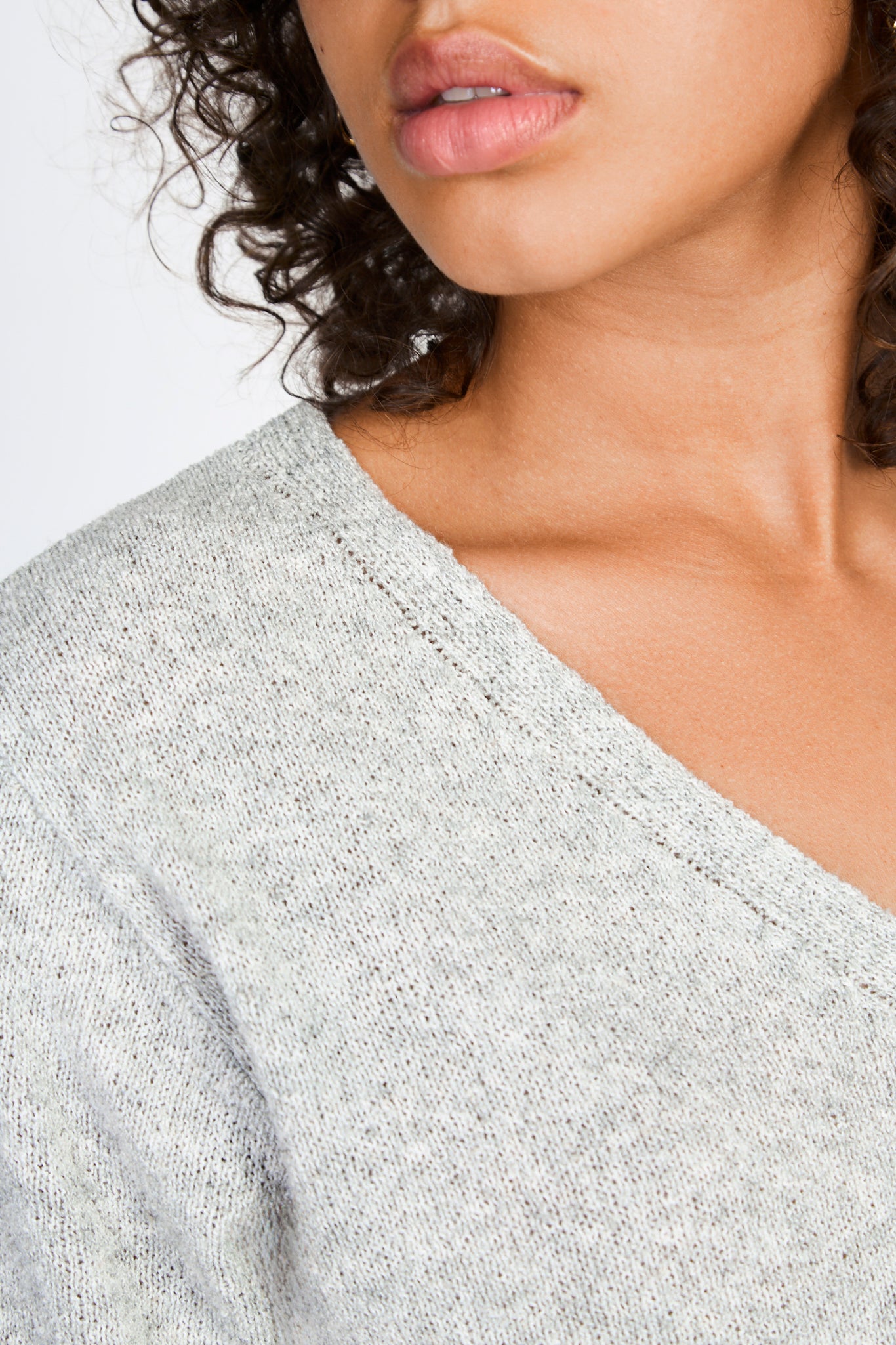 Grey linen blend short sleeved cardigan_3