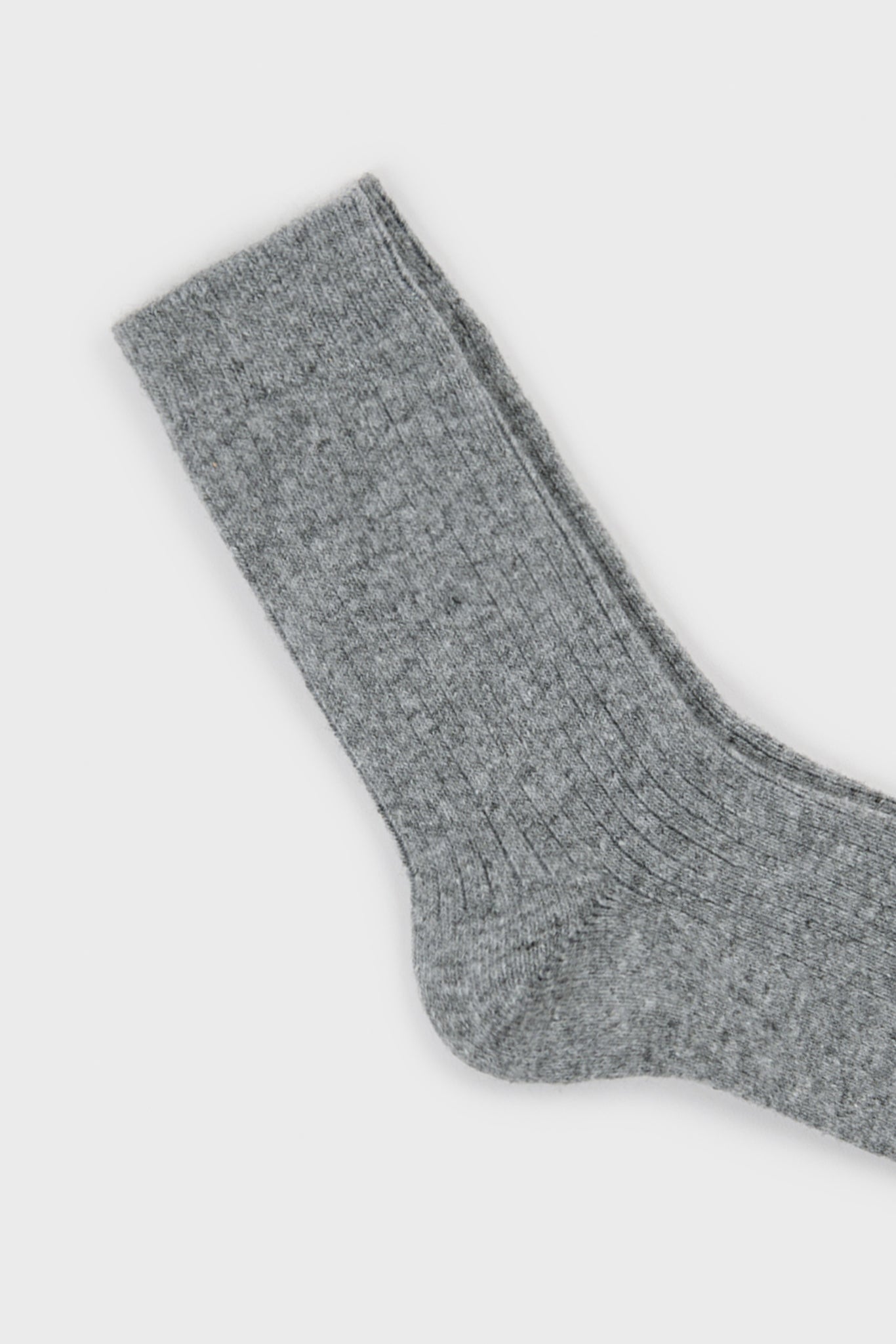 Grey ribbed cashmere wool blend socks_2