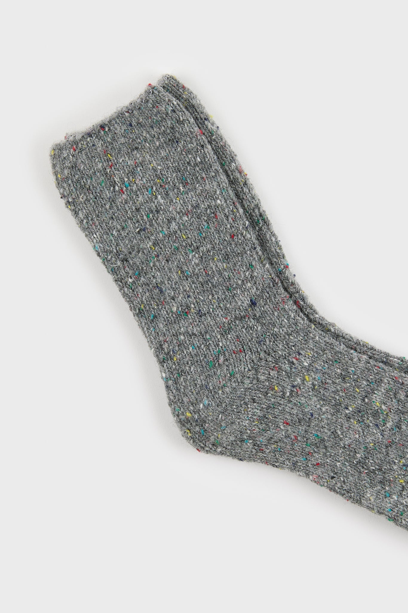 Grey smooth rainbow fleck wool blend socks_2