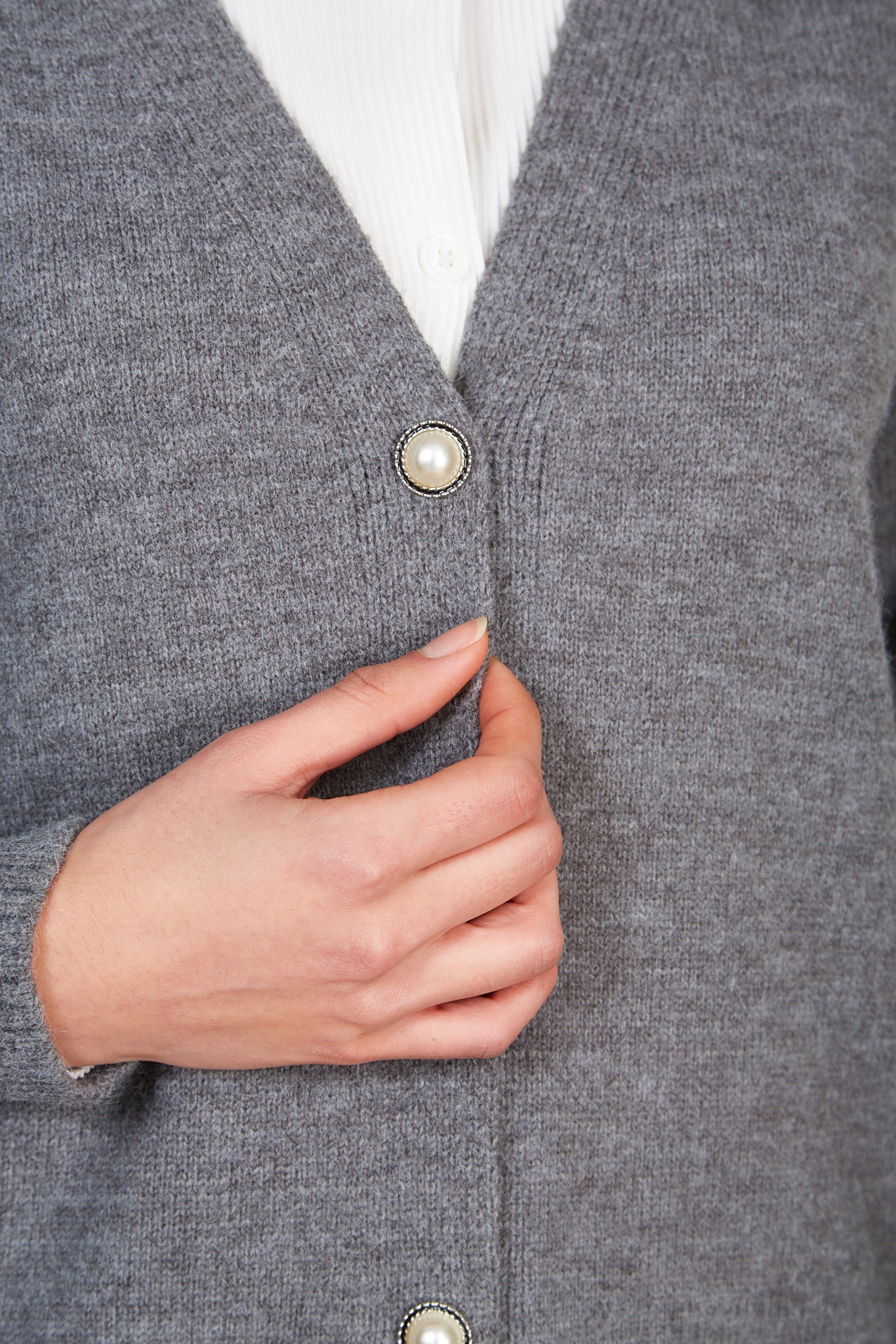 Grey wool blend knit cardigan_5