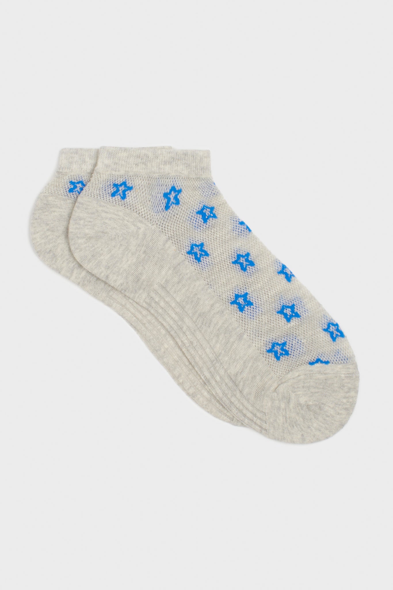 Grey and cobalt blue star ankle socks_3