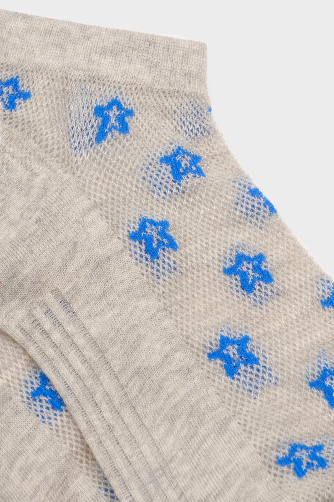 Grey and cobalt blue star ankle socks_4