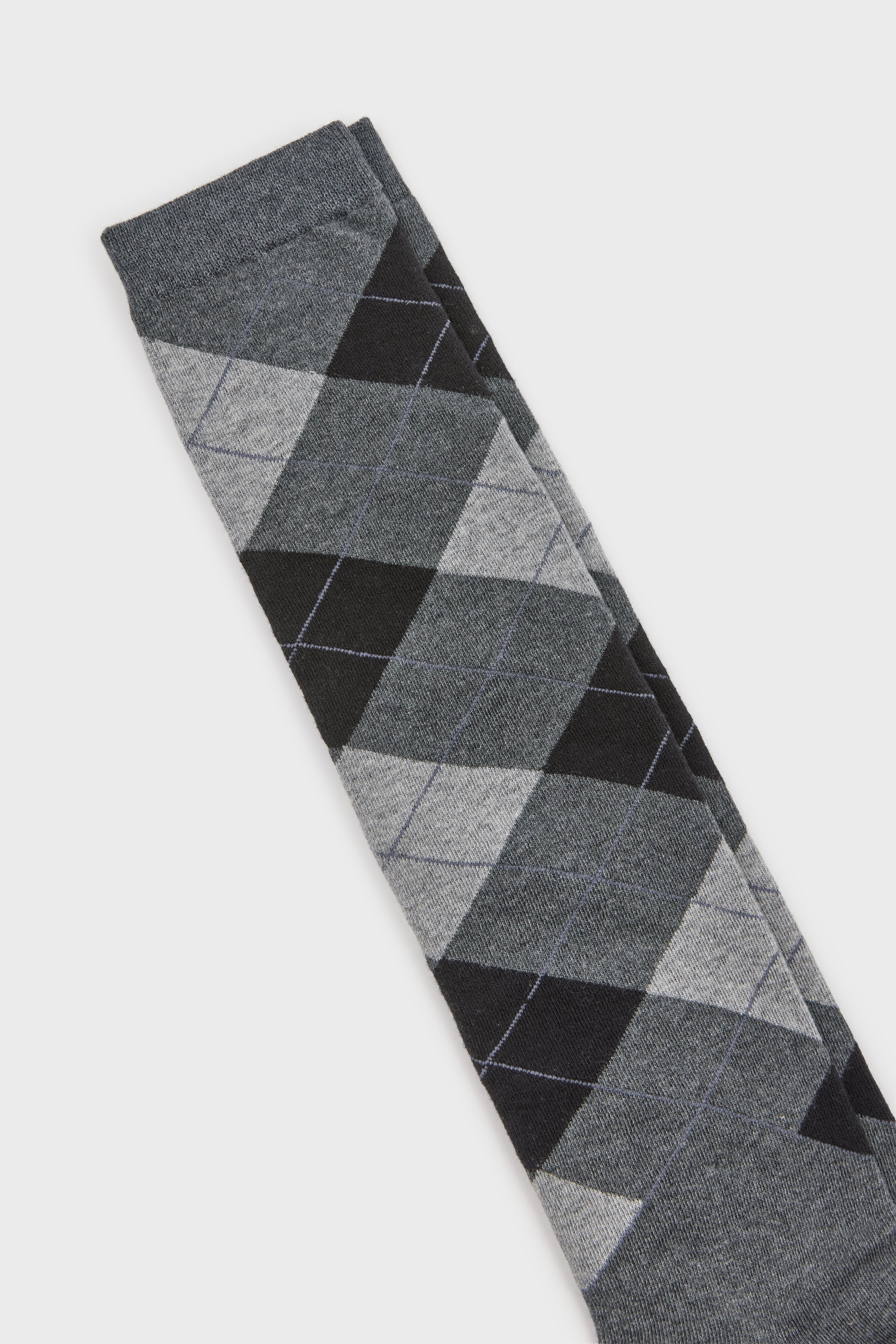 Grey argyle knee high socks_2