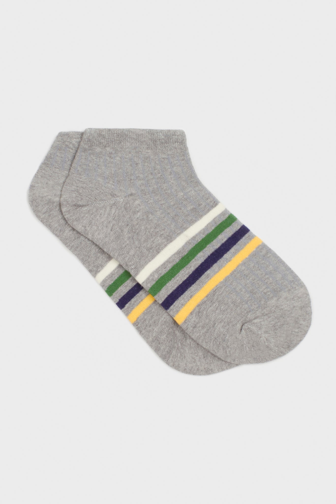 Grey multicolour striped ankle socks_3