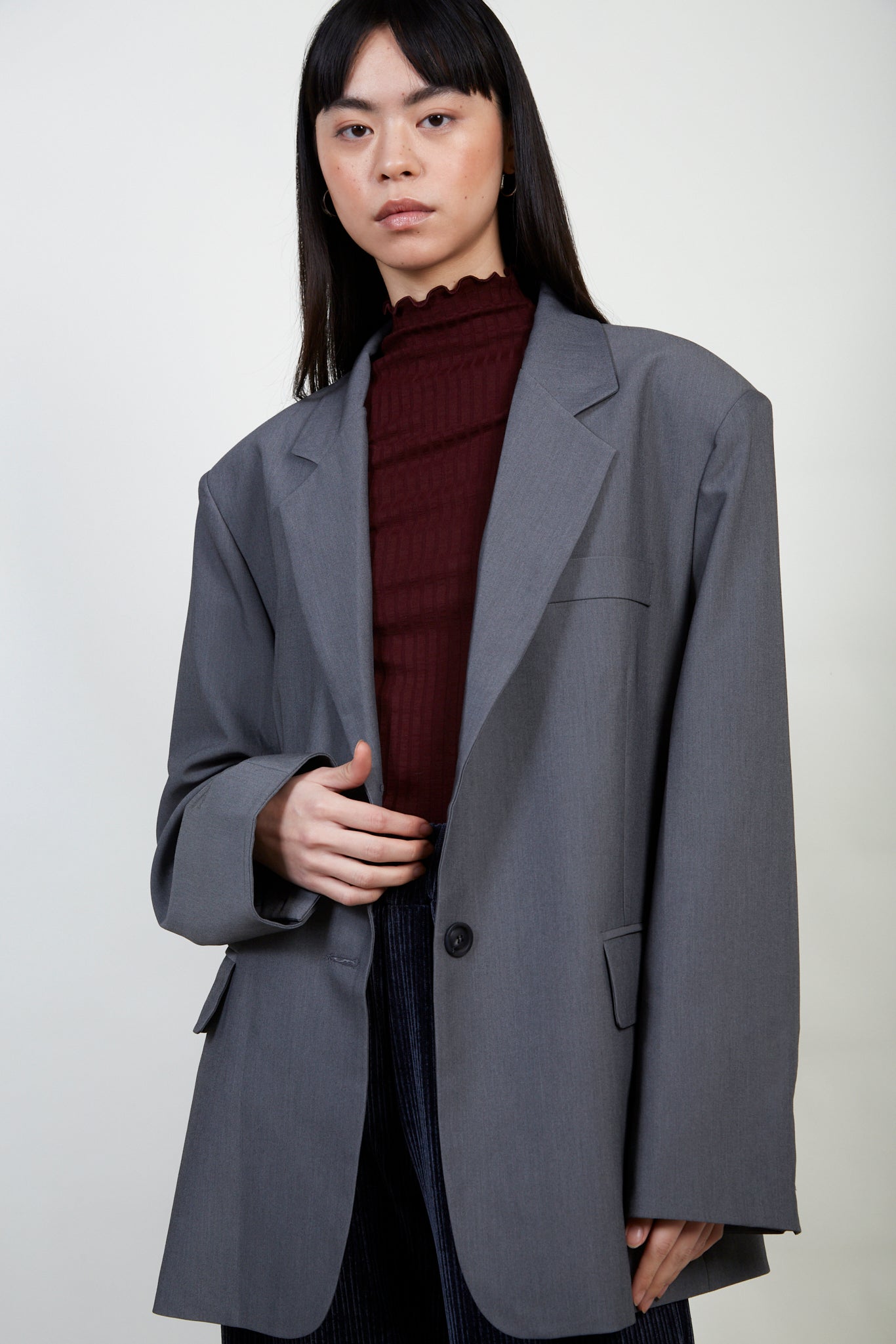 Grey oversized smart blazer_1