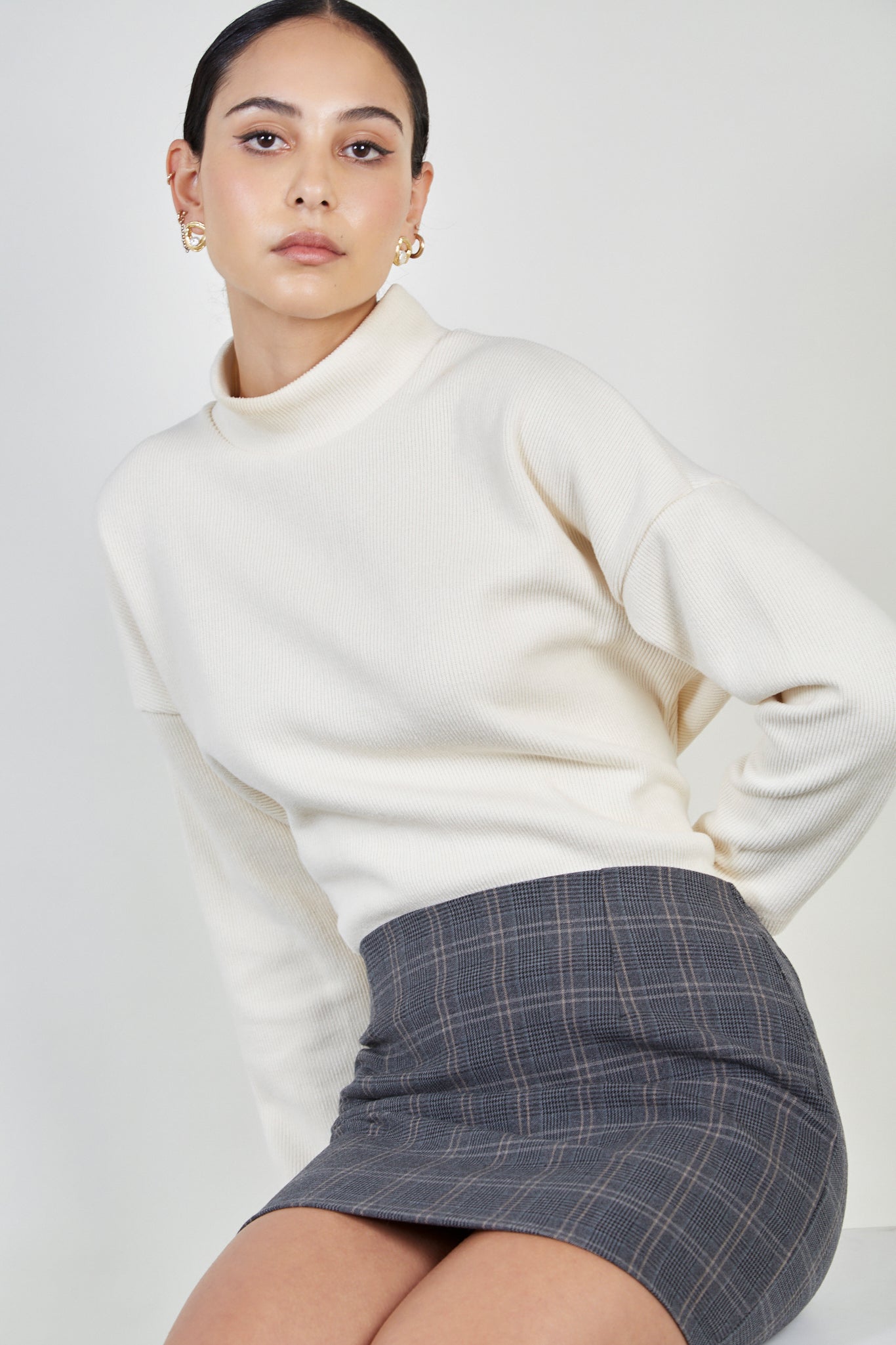 Grey plaid mini skirt_5