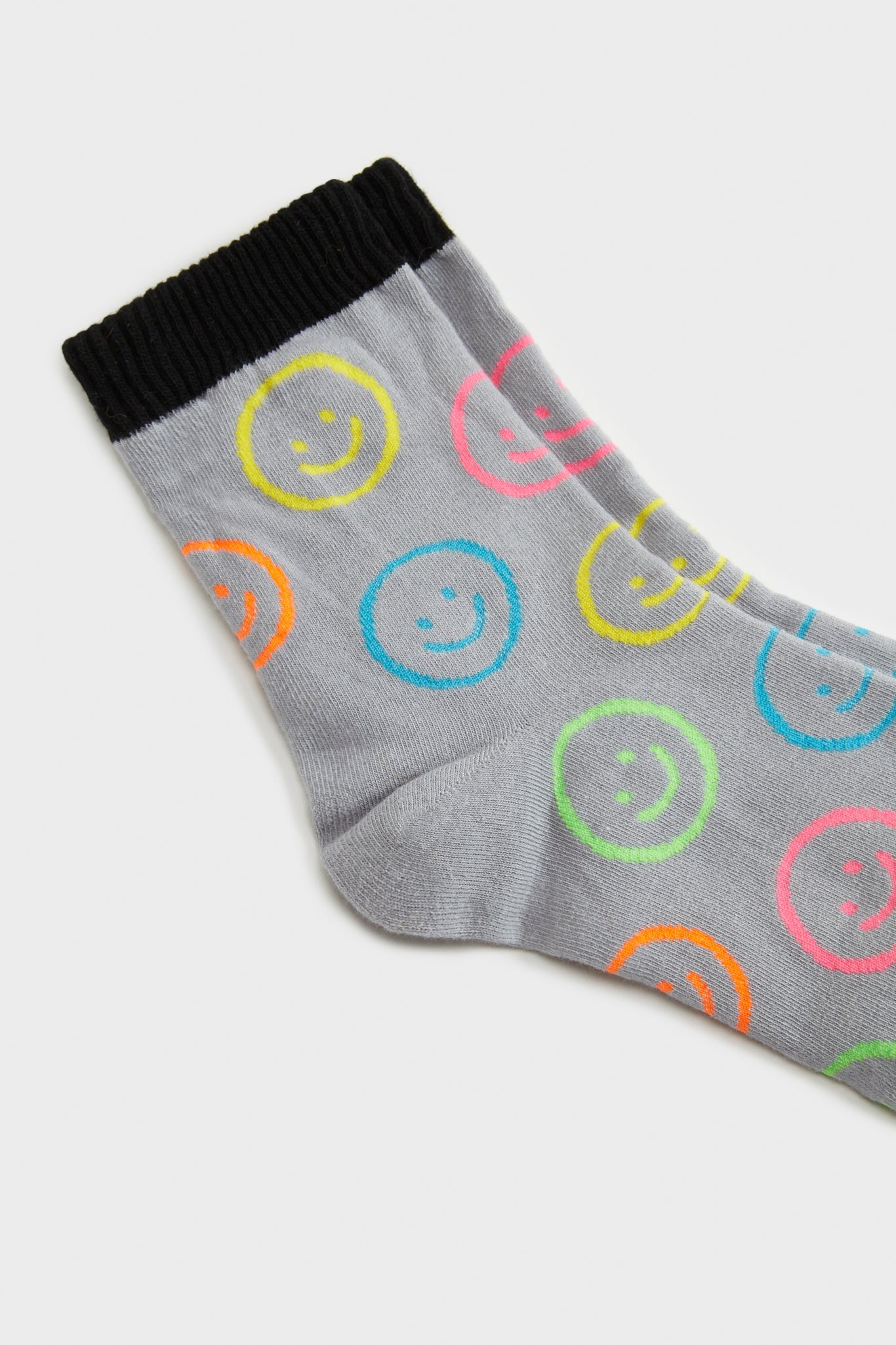 Grey neon smiley face socks_3