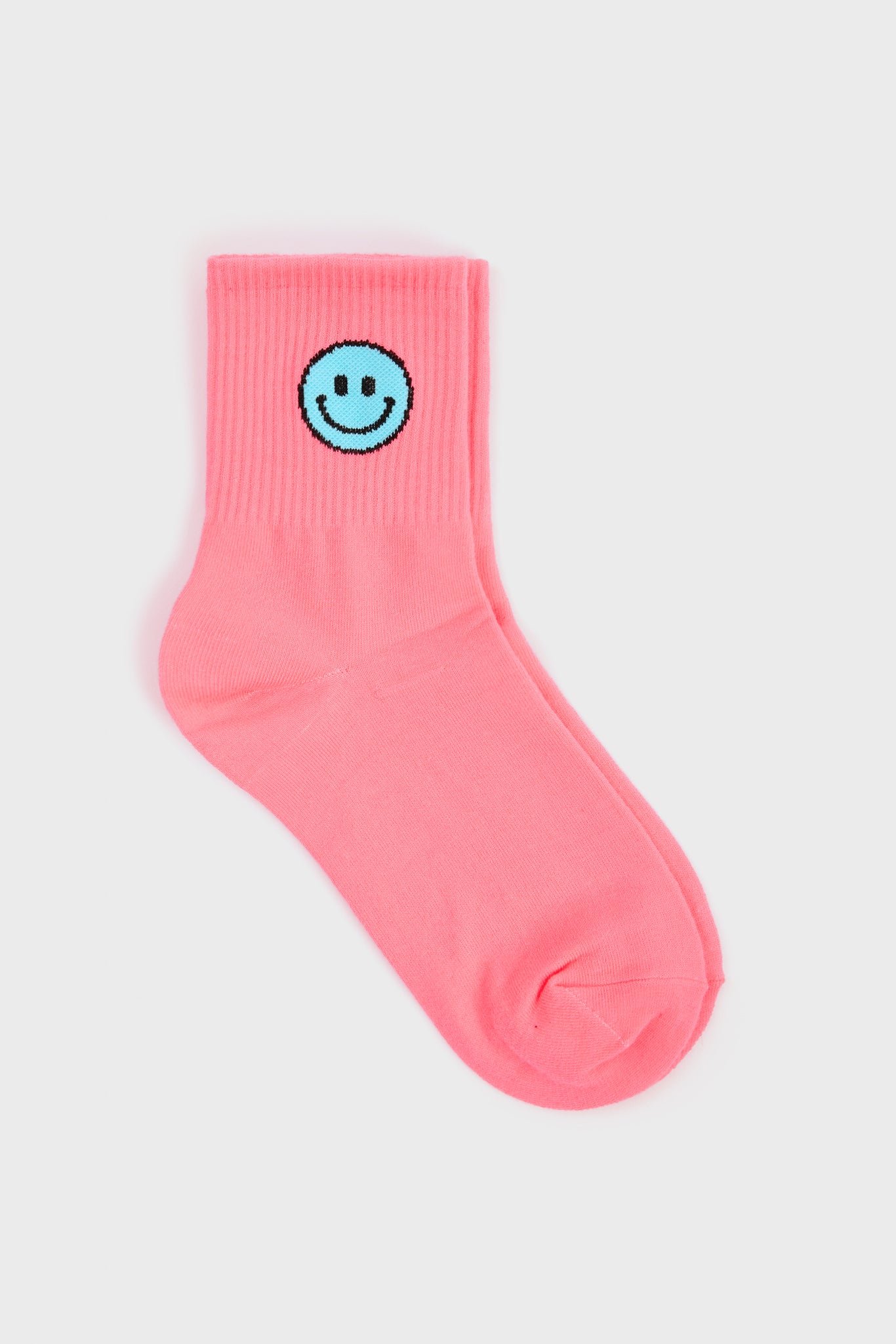 Hot pink smiley face socks_3