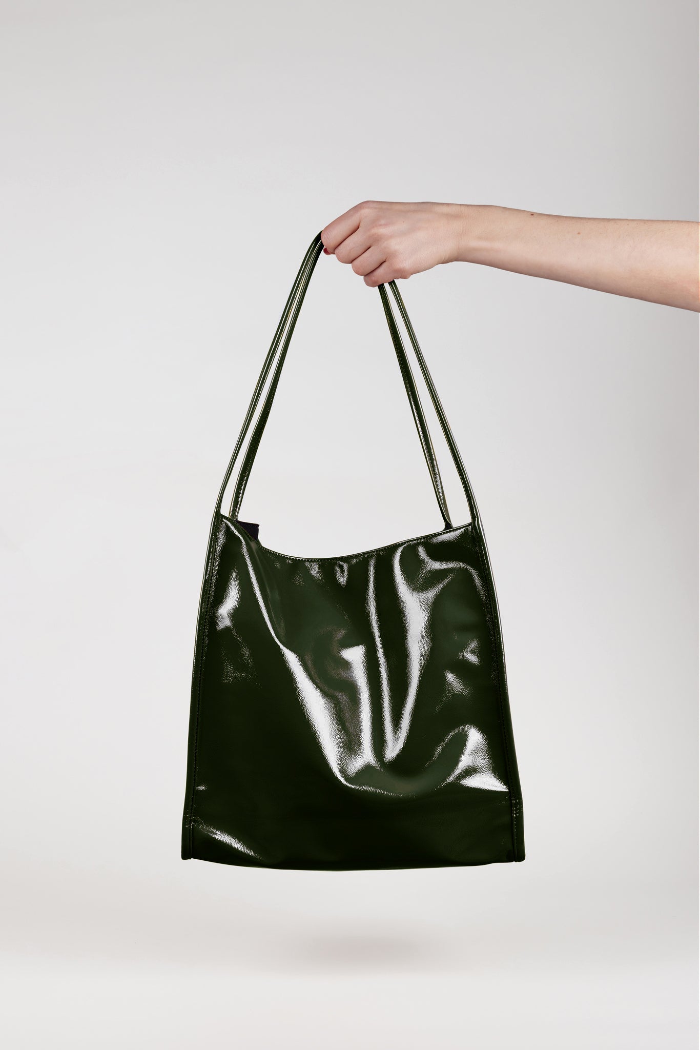 Dark green high shine PVC tote bag_4