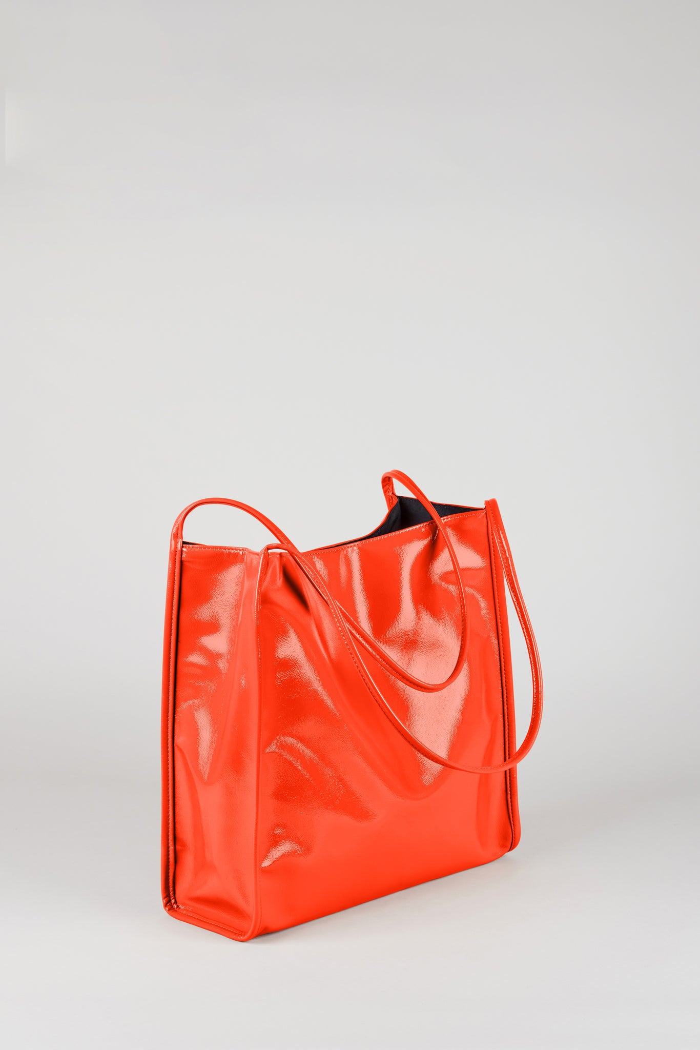 Orange high shine PVC tote bag_5