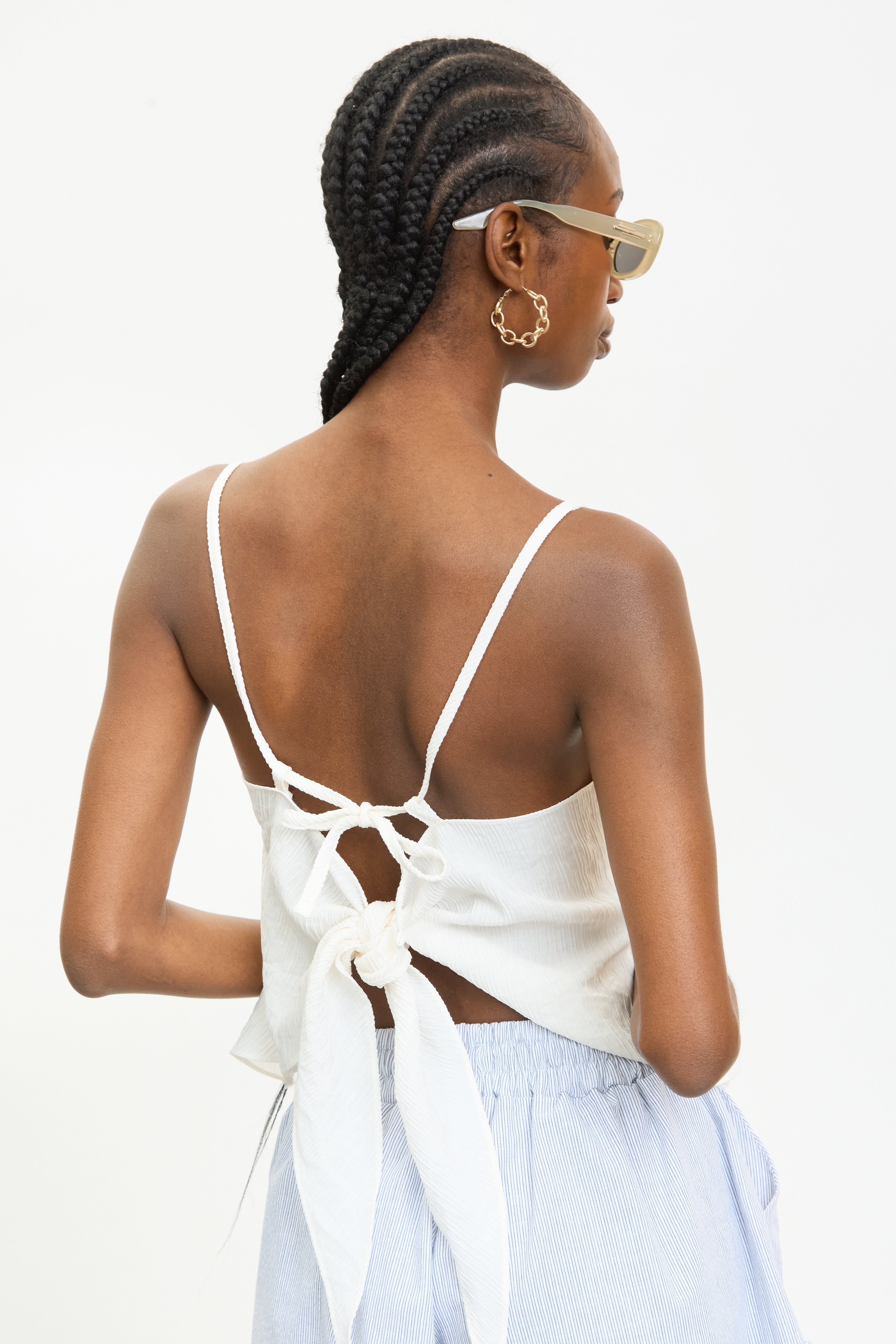 Ivory V neck tie back tank_2