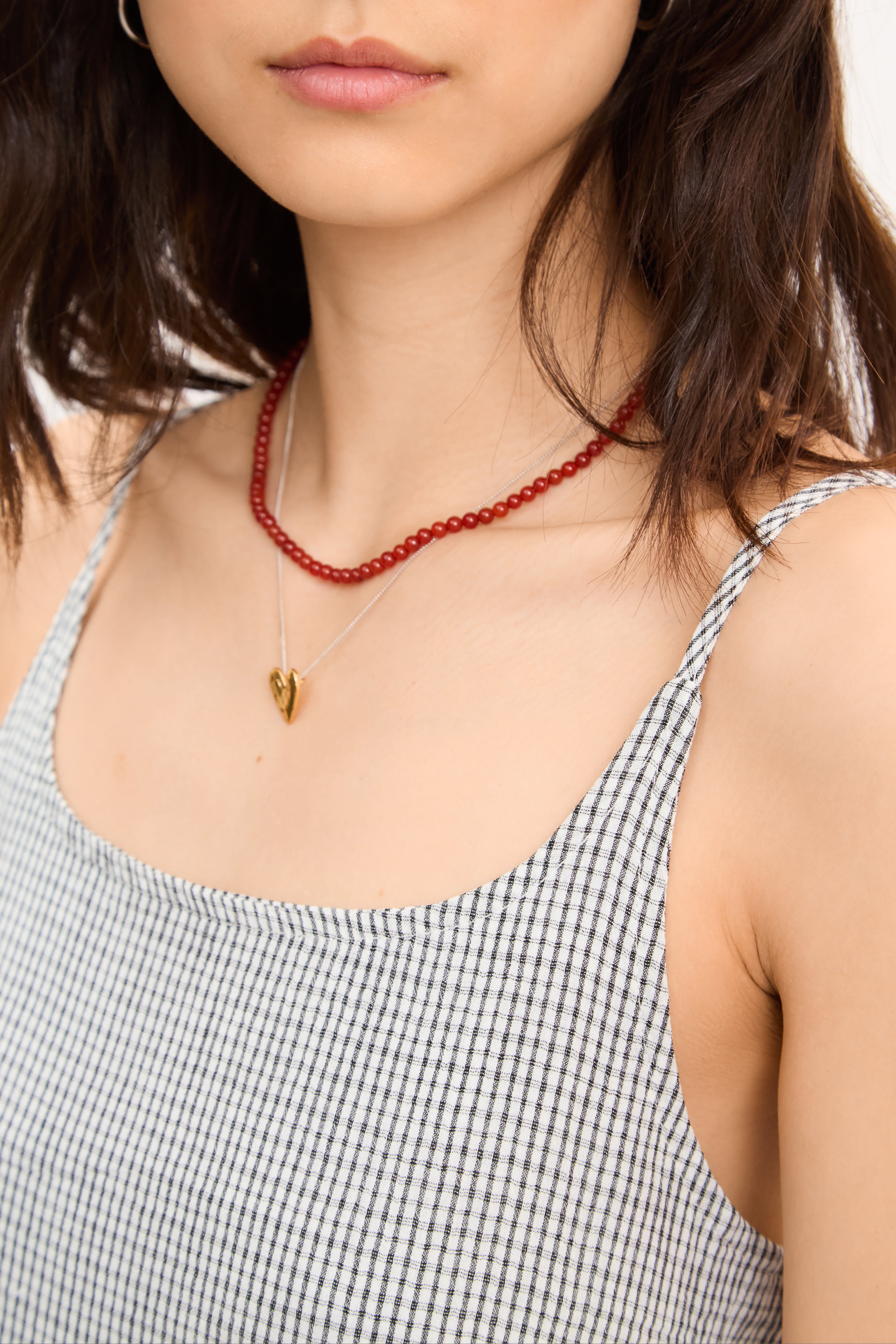 Ivory and black check tiered midi dress_4