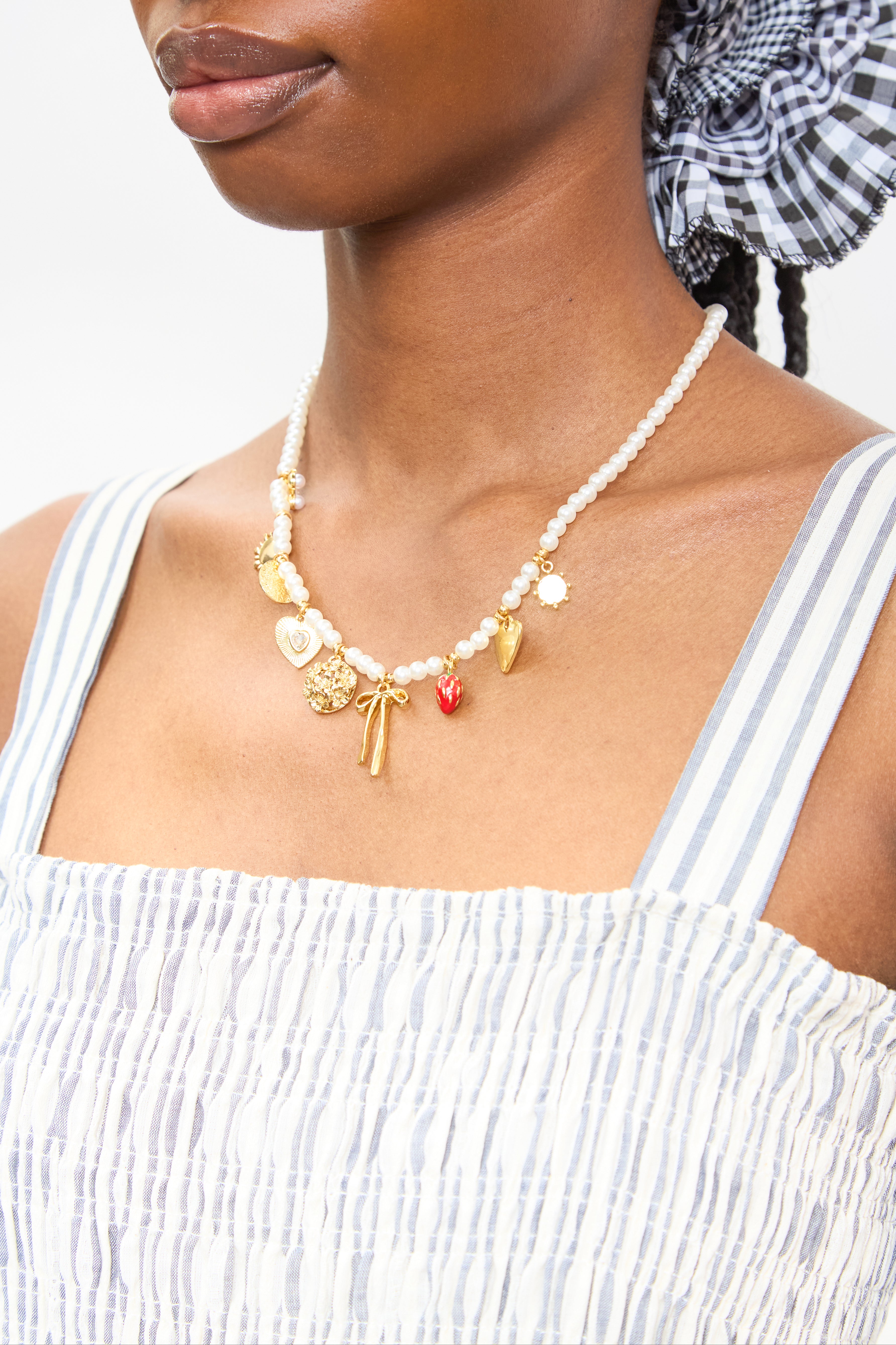 Ivory and blue vertical striped ruched bodice dress_4