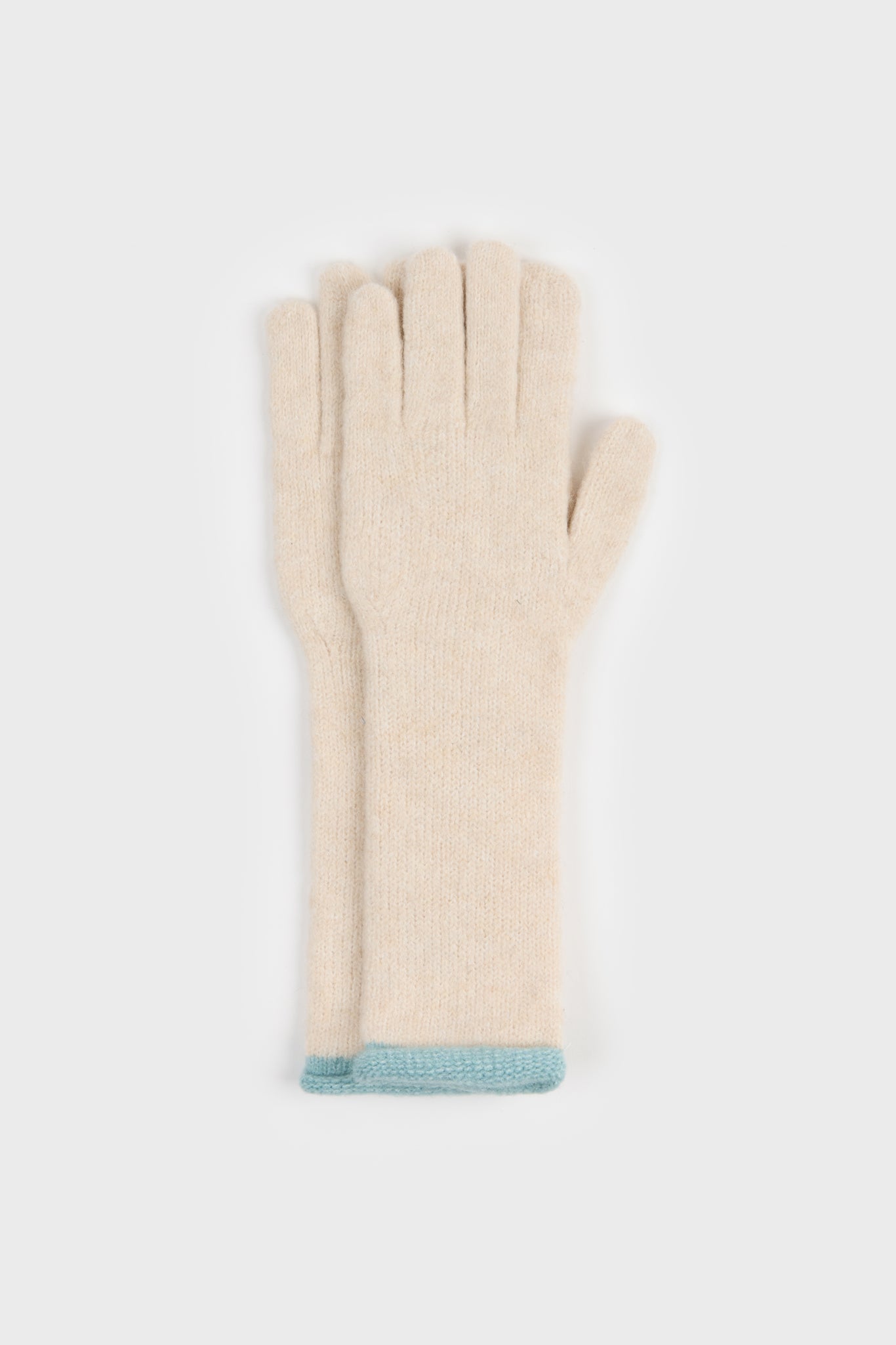 Ivory and contrast blue trim long gloves_1
