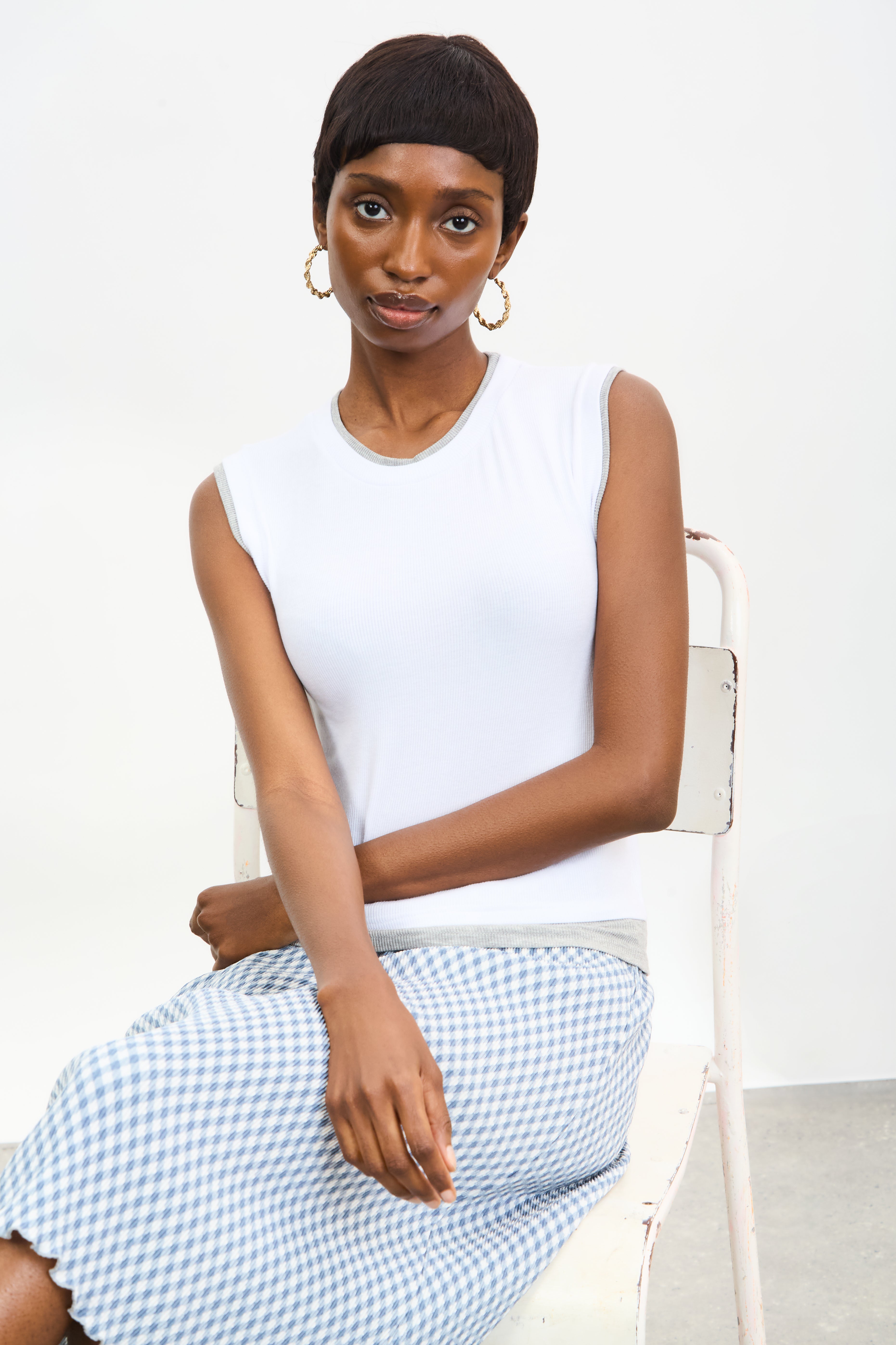 Ivory and grey double layered tank top_5