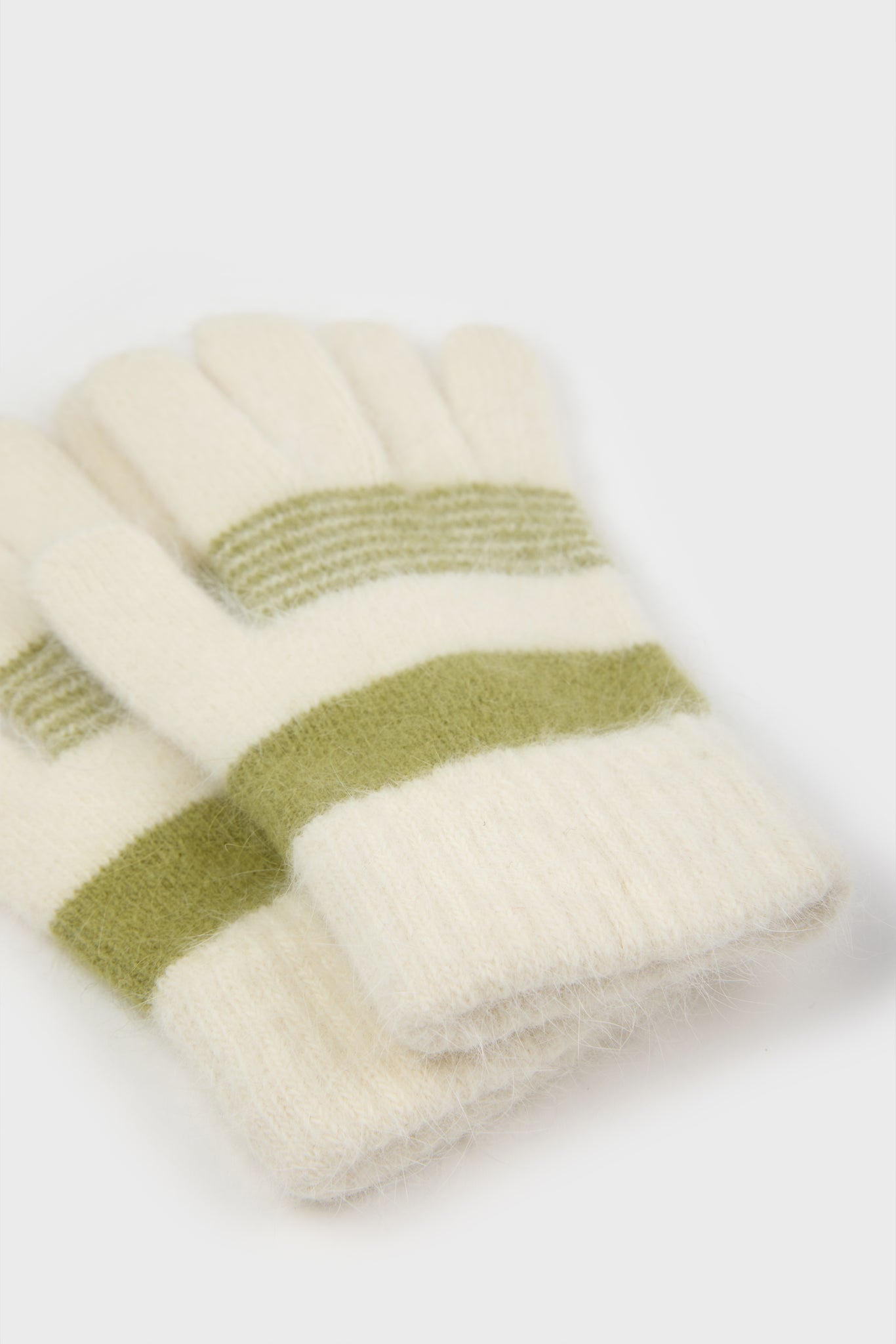 Ivory and khaki multistripe mohair gloves_4