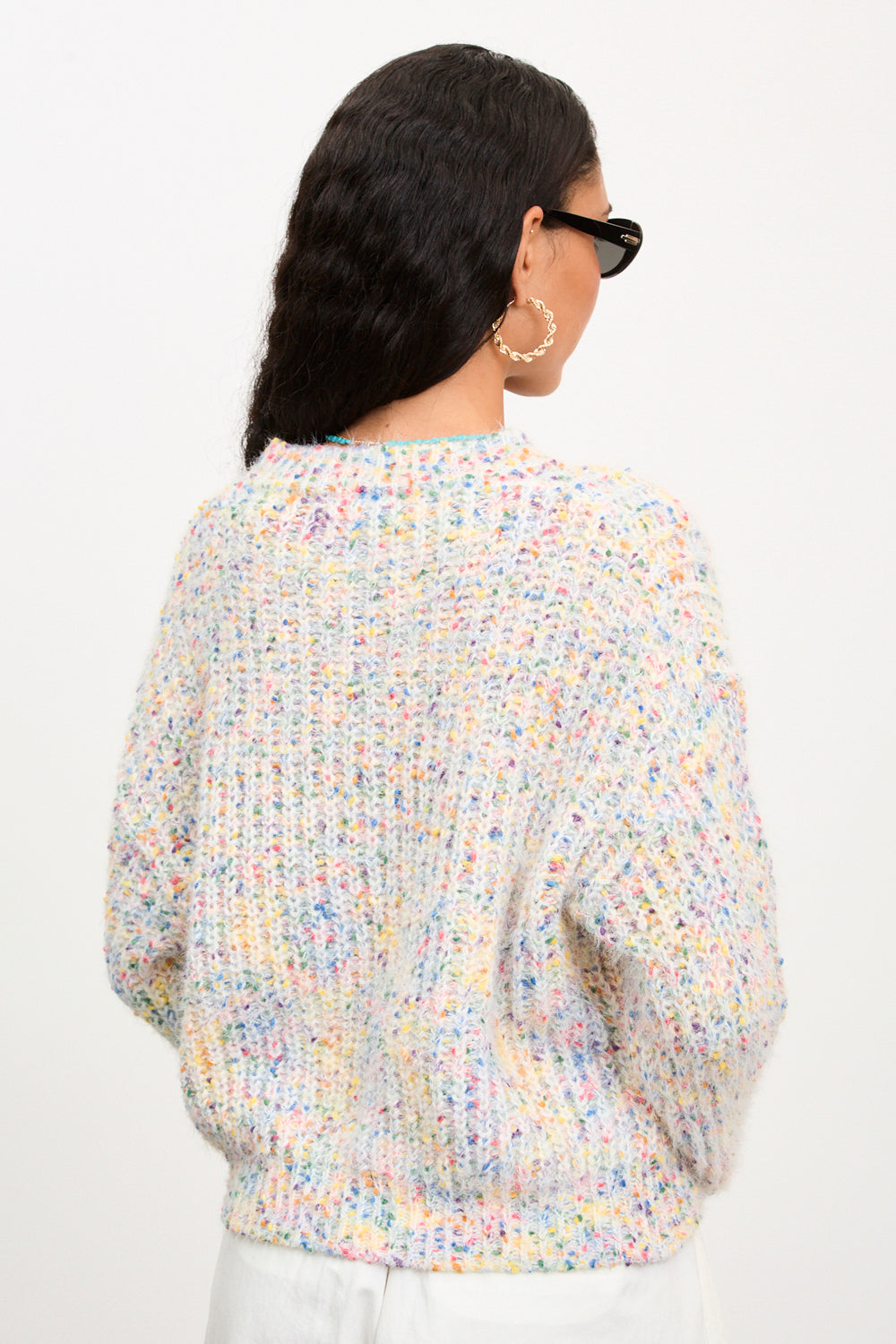 Ivory bold fuzzy rainbow fleck crew neck jumper_2