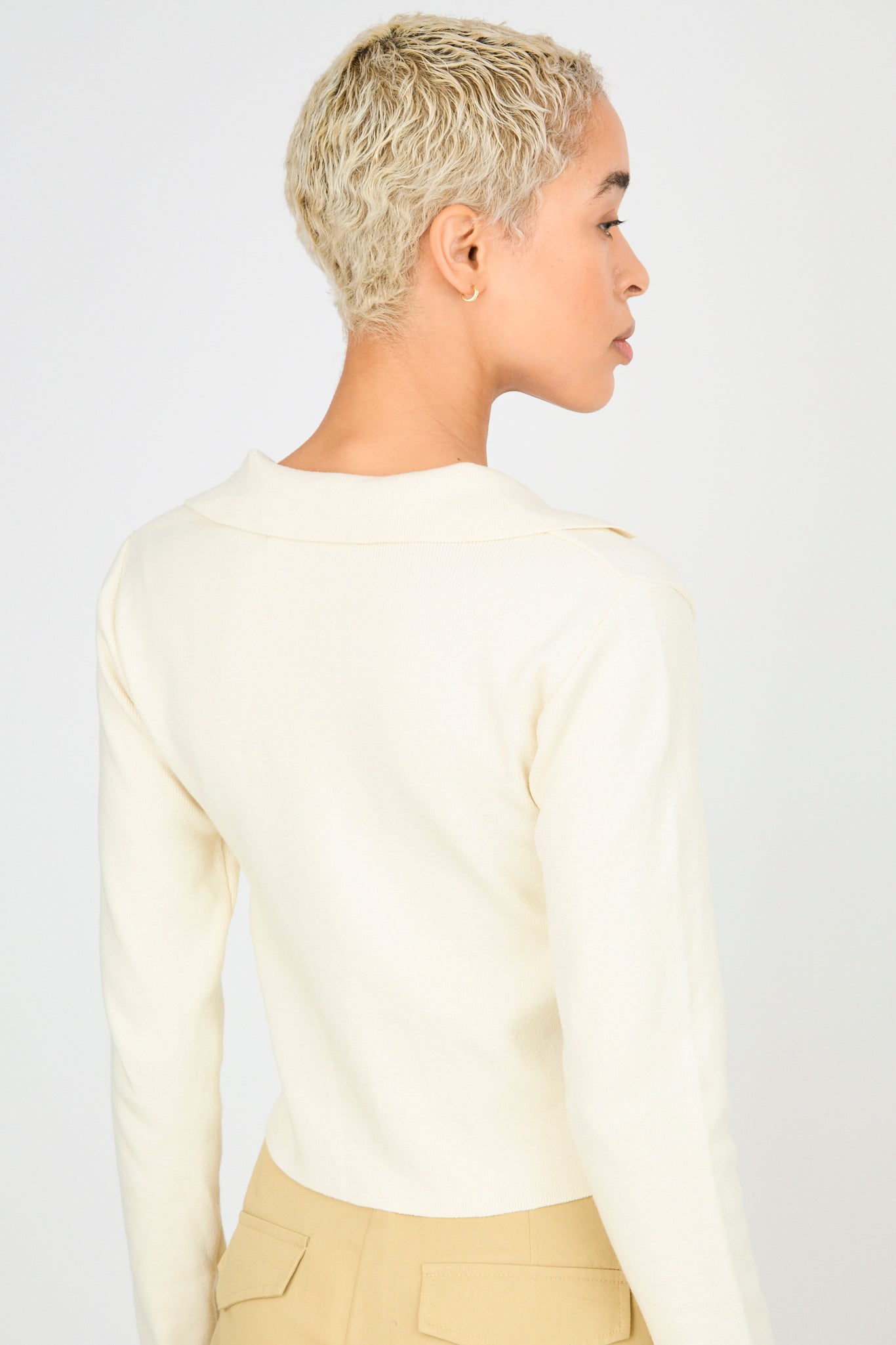 Ivory collared tiny button cardigan_2