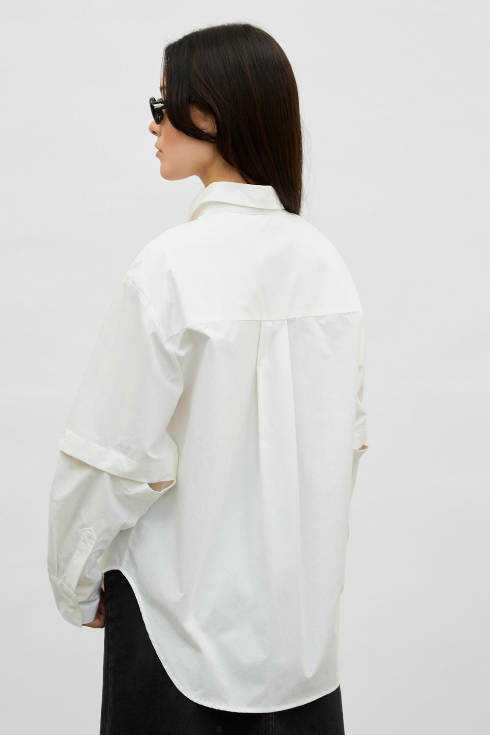 Ivory double layered long sleeve shirt_2