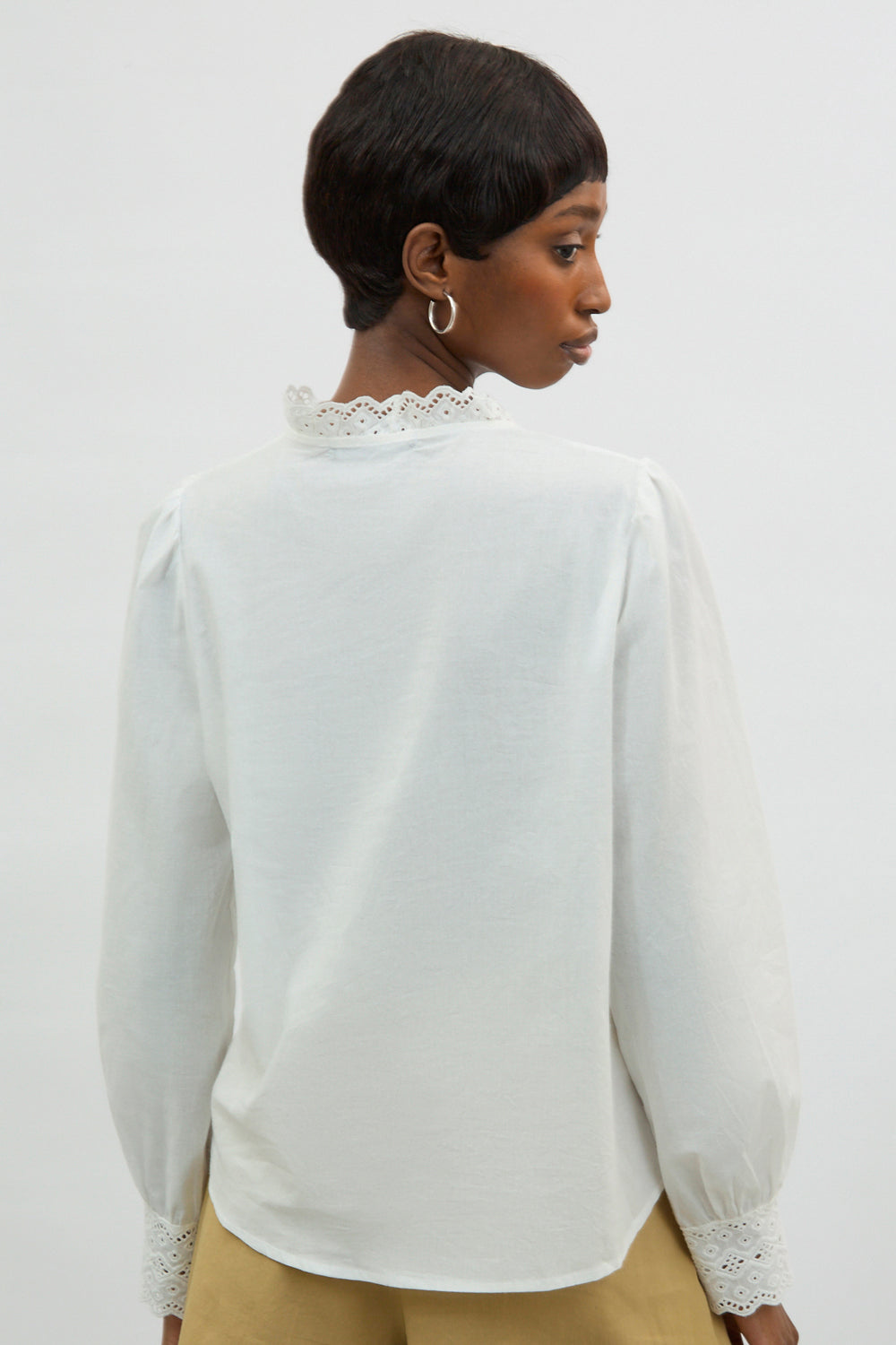 Ivory eyelet trim shirt blouse_2