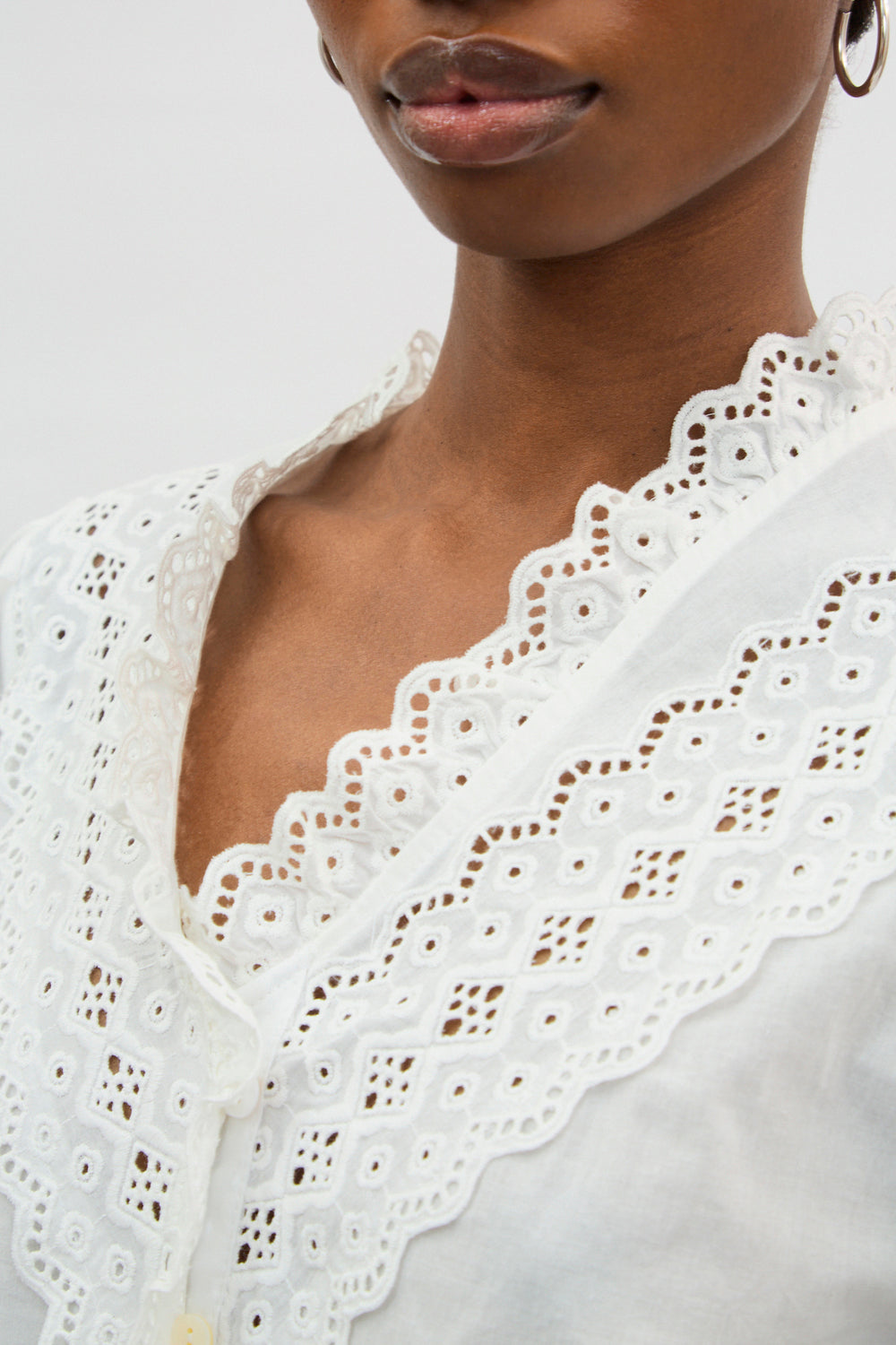 Ivory eyelet trim shirt blouse_3