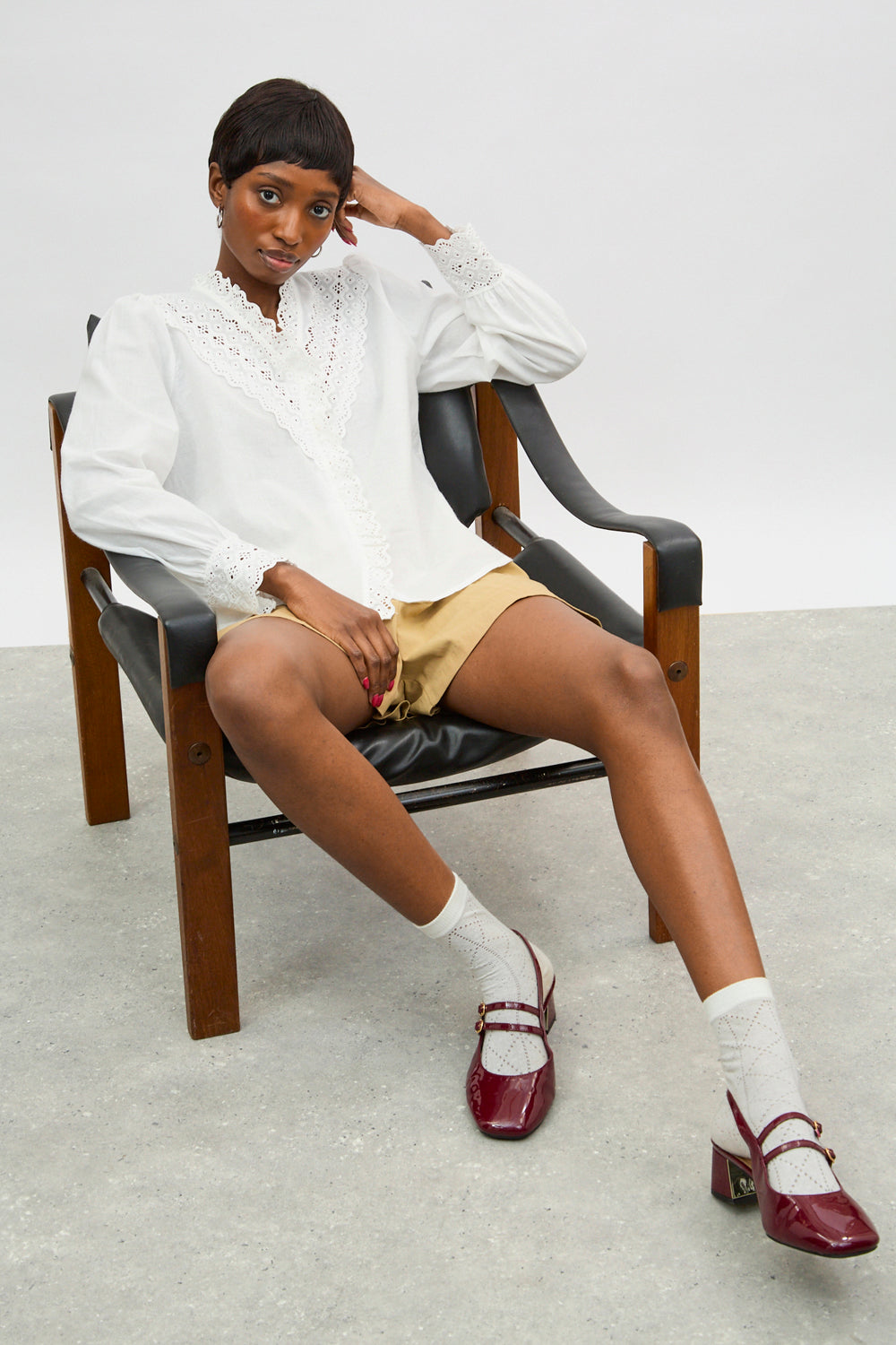 Ivory eyelet trim shirt blouse_5