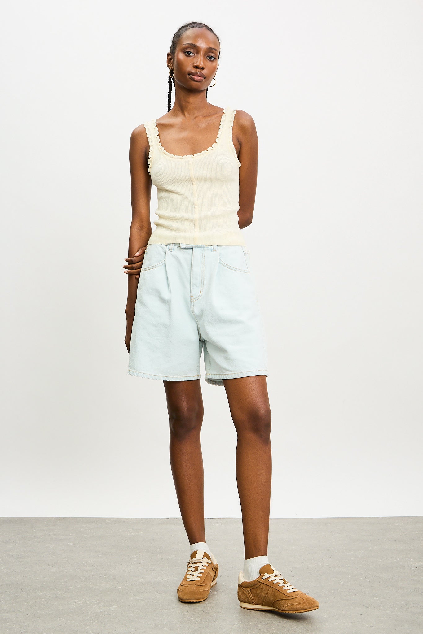 Ivory frill trim button up knit tank_4