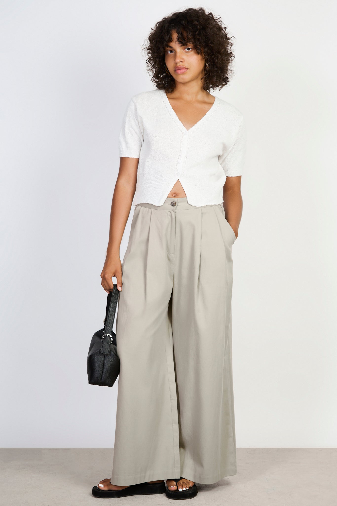 Ivory linen blend short sleeved cardigan_4