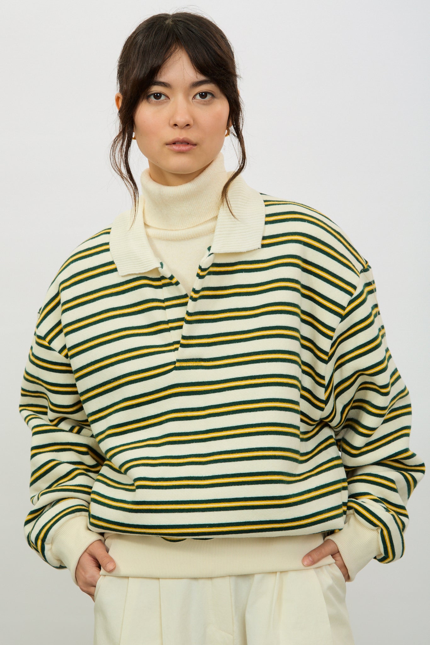 Ivory mustard and black striped rugby shirt_1