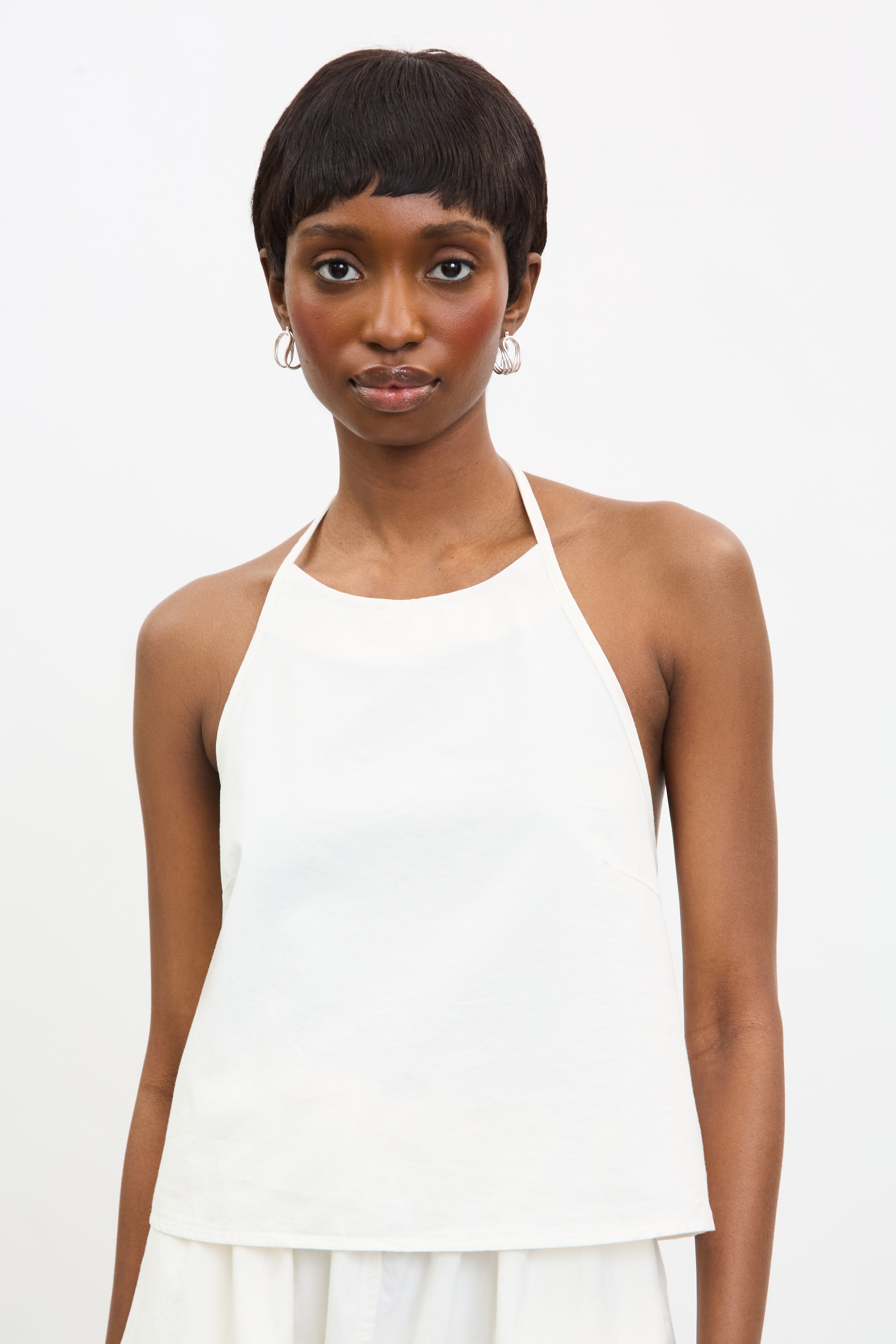 Ivory open back halter neck top | Glassworks London