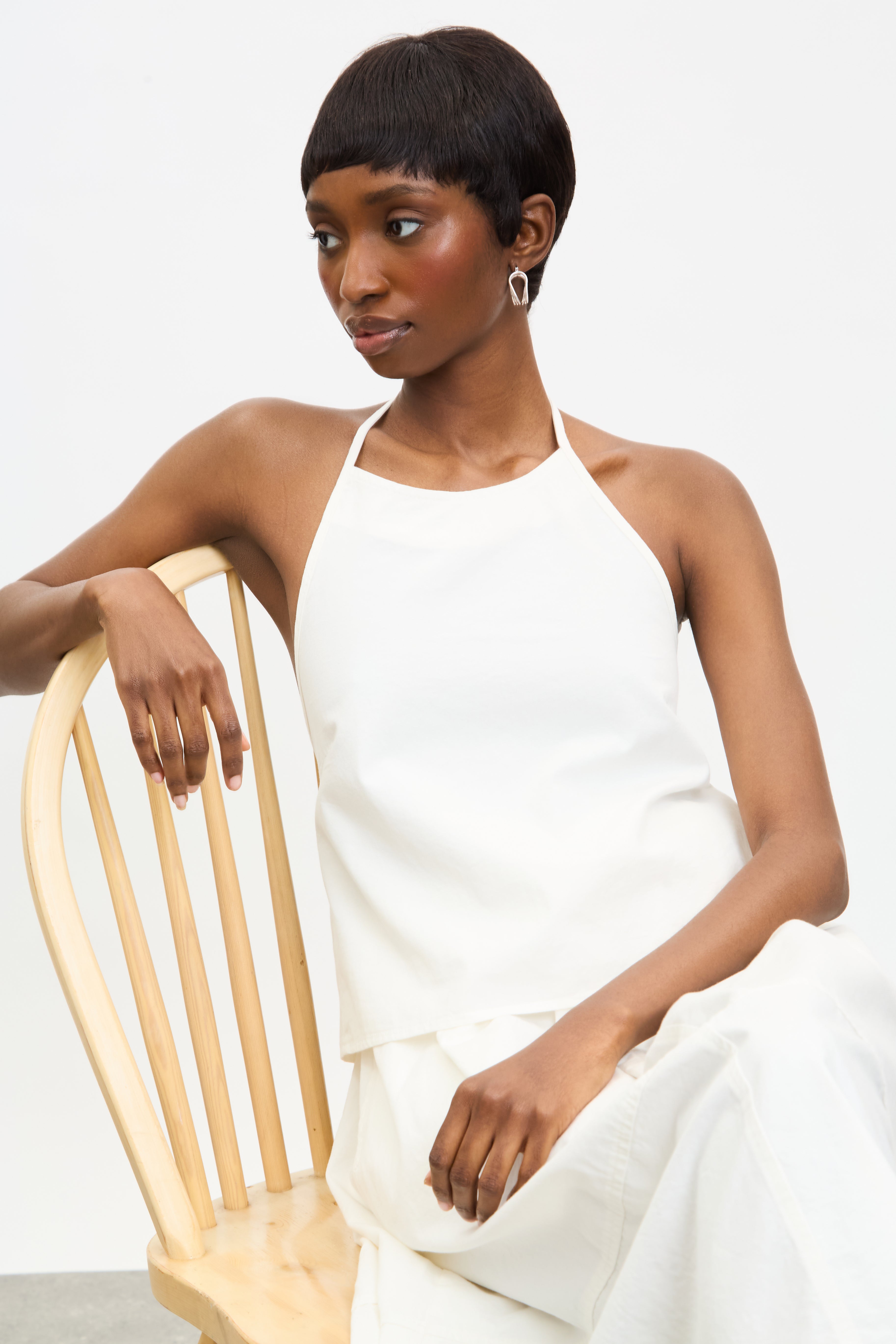 Ivory open back halter neck top_5