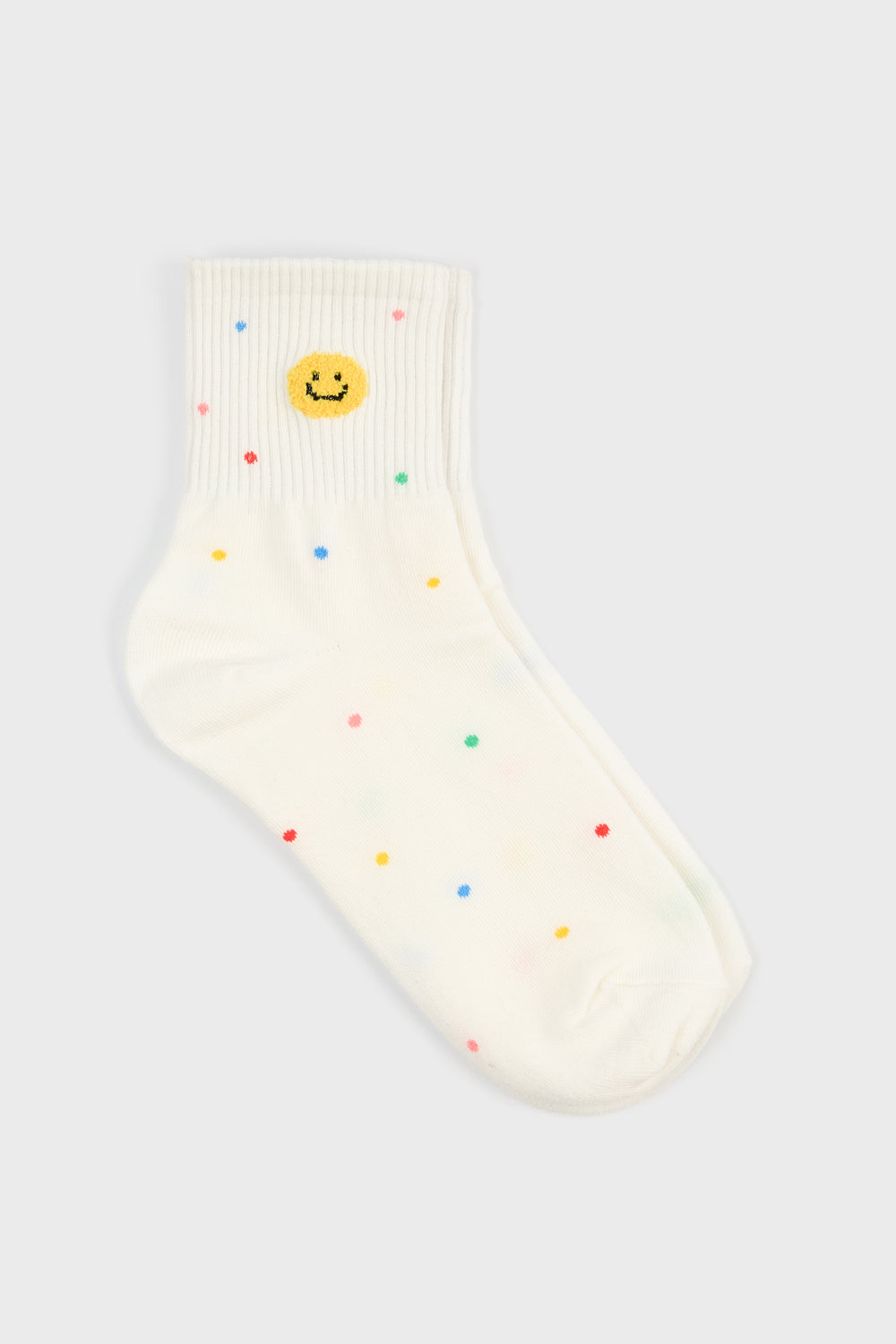 Ivory rainbow confetti smiley face socks_3