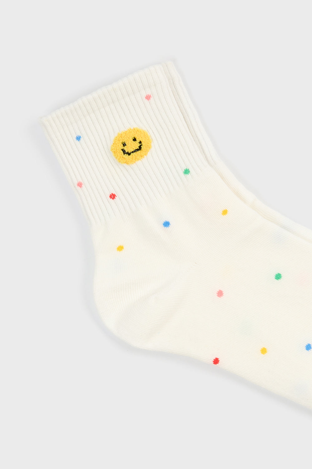 Ivory rainbow confetti smiley face socks_4