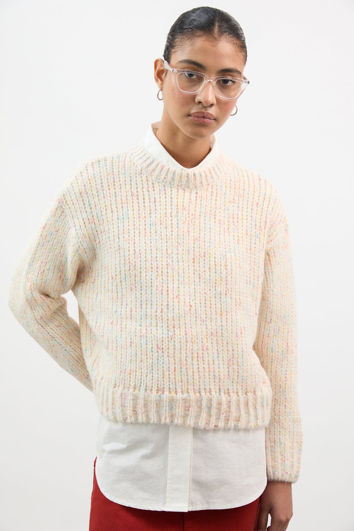 Ivory rainbow fleck smooth jumper_1