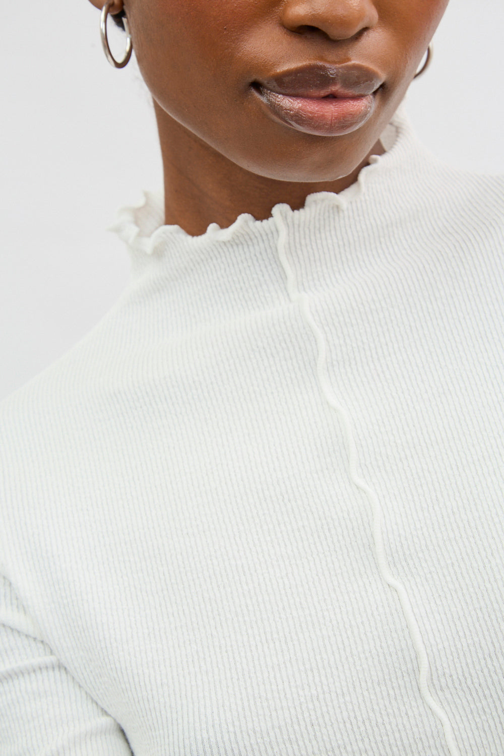 Ivory ribbed ruffle trim long sleeved top_3