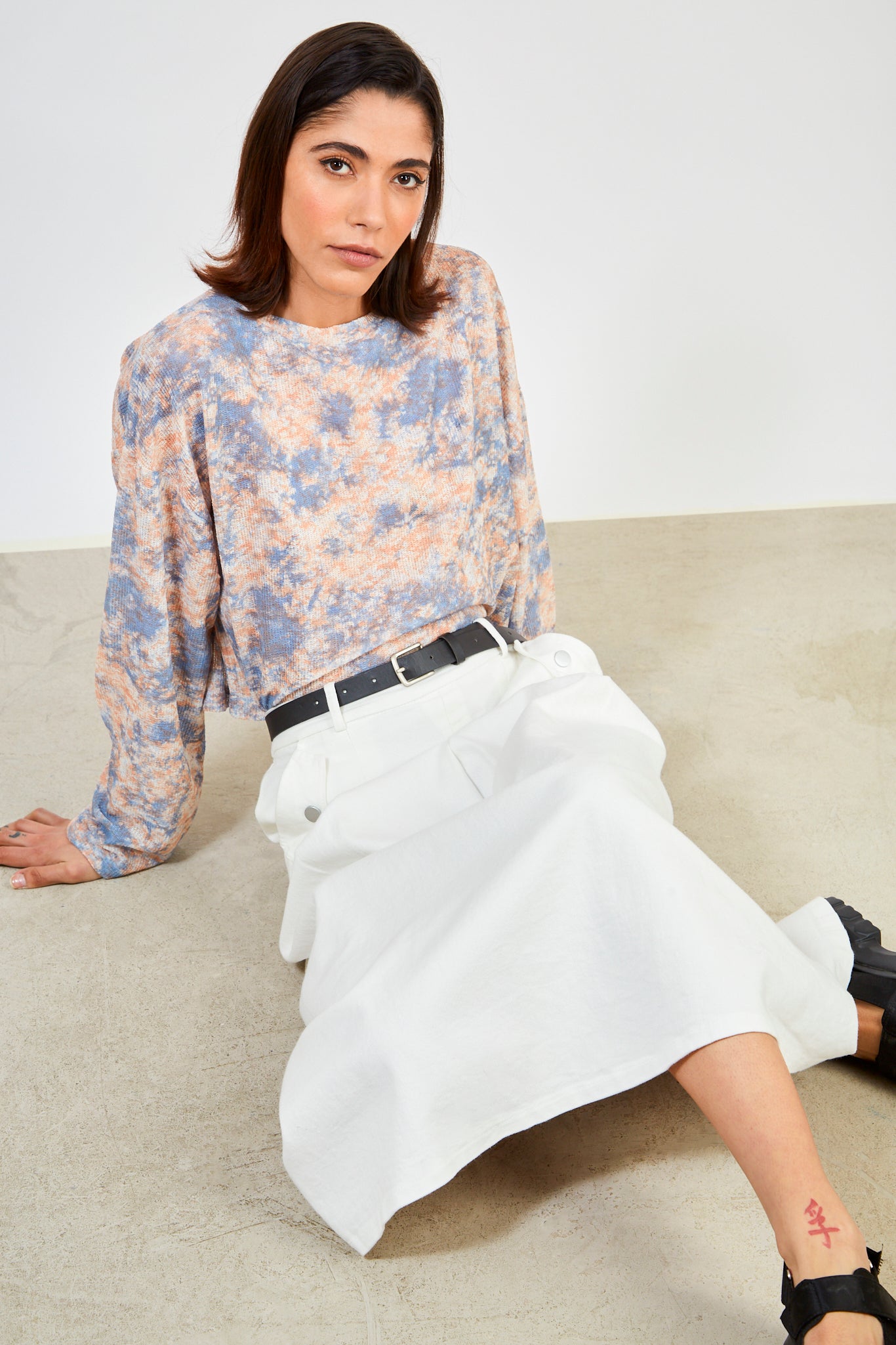 Ivory side pocket belted skirt_5