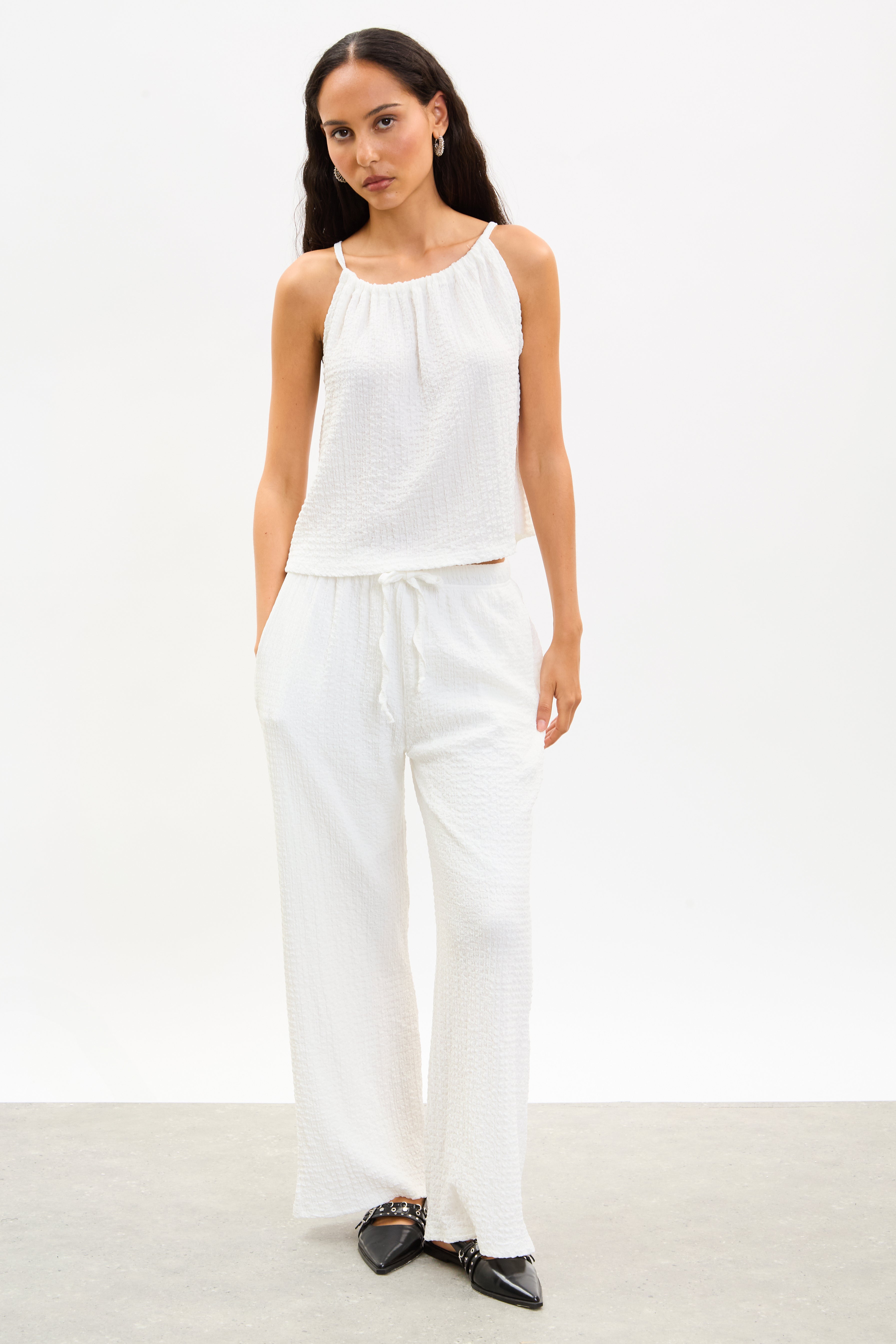 Ivory textured halter tank top_4