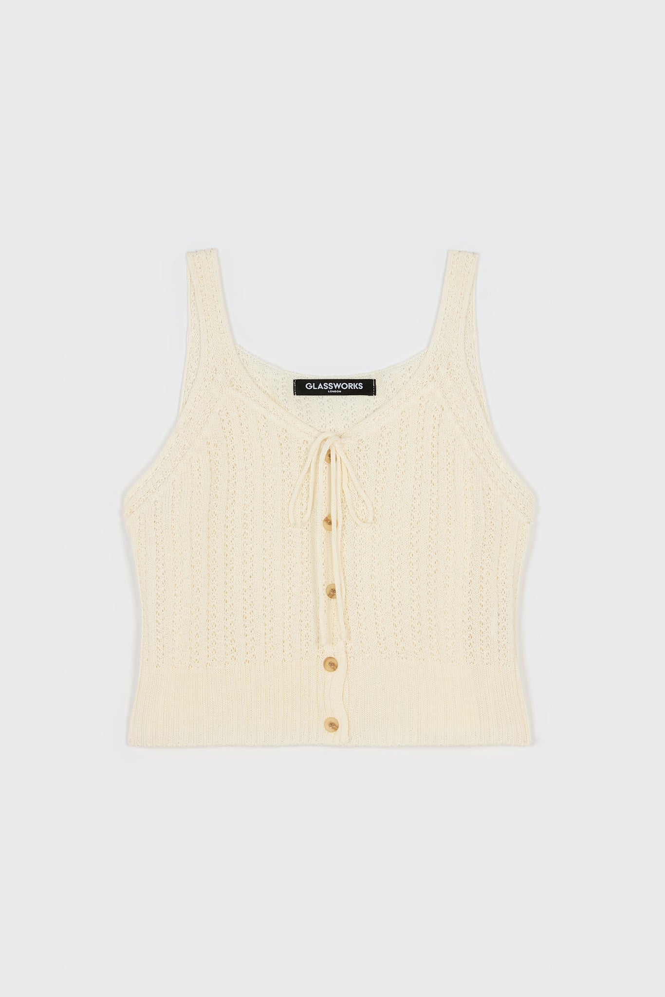 Ivory textured ribbed button front knit tank_1
