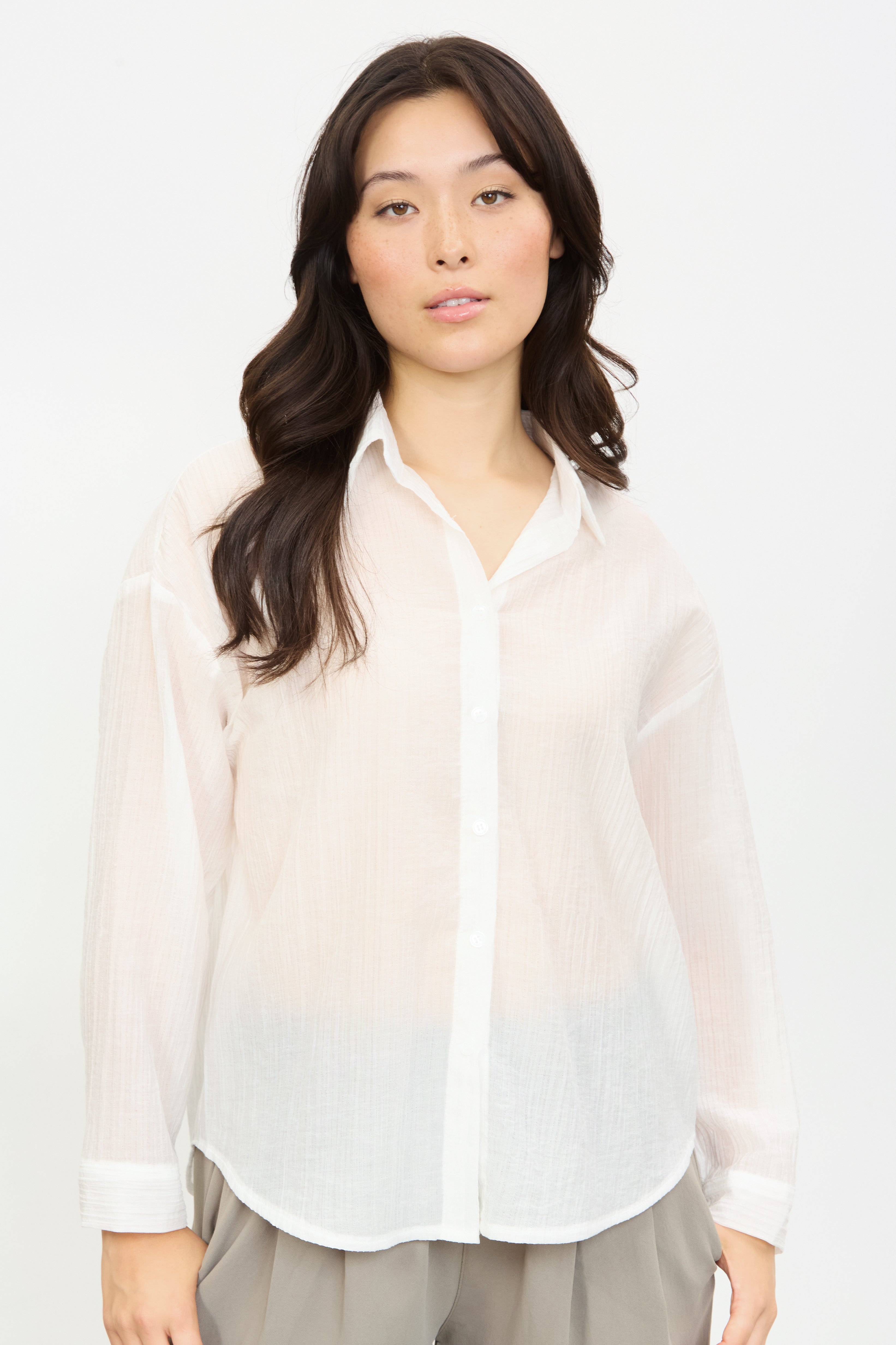 Ivory textured semi sheer shirt_1