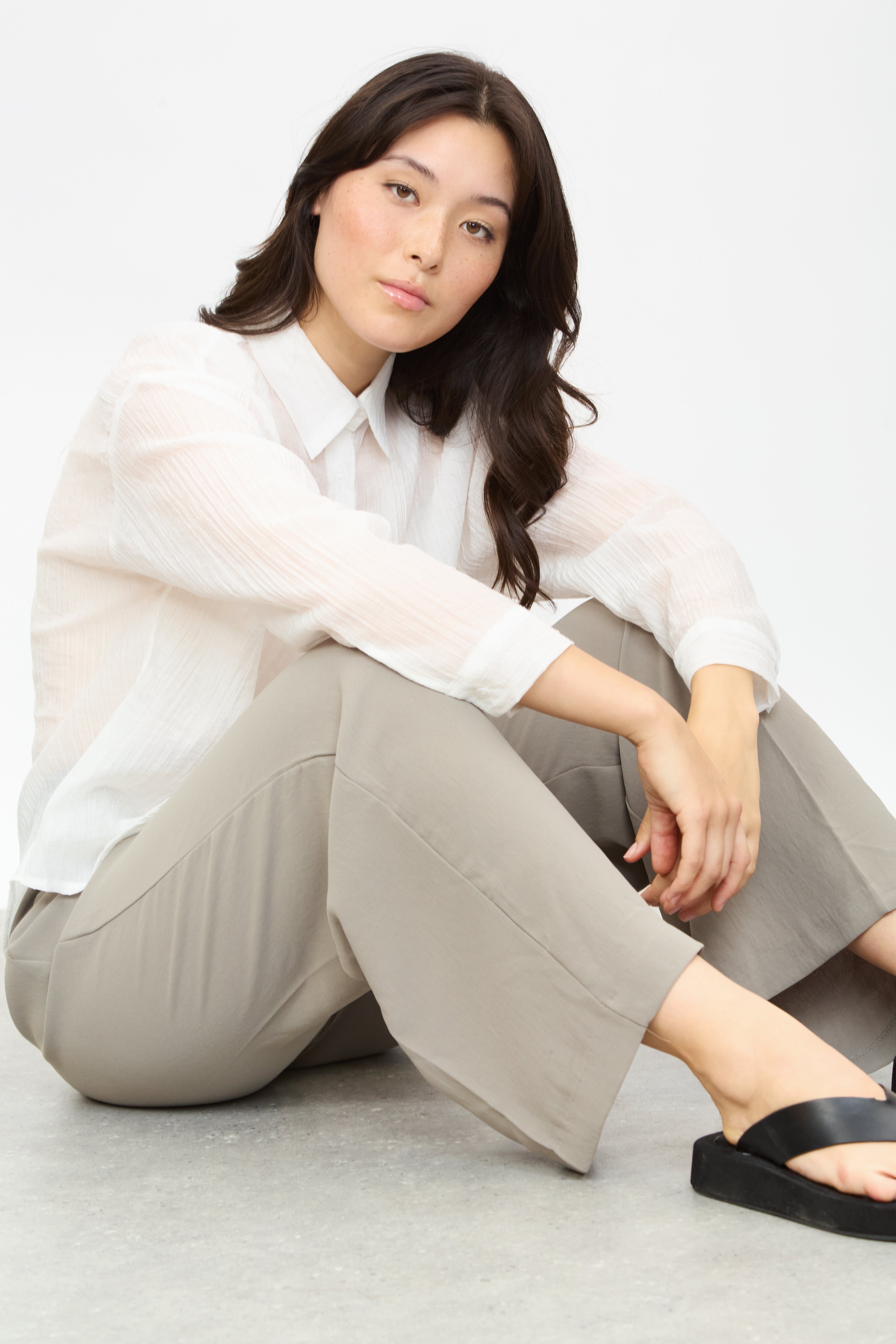 Ivory textured semi sheer shirt_5