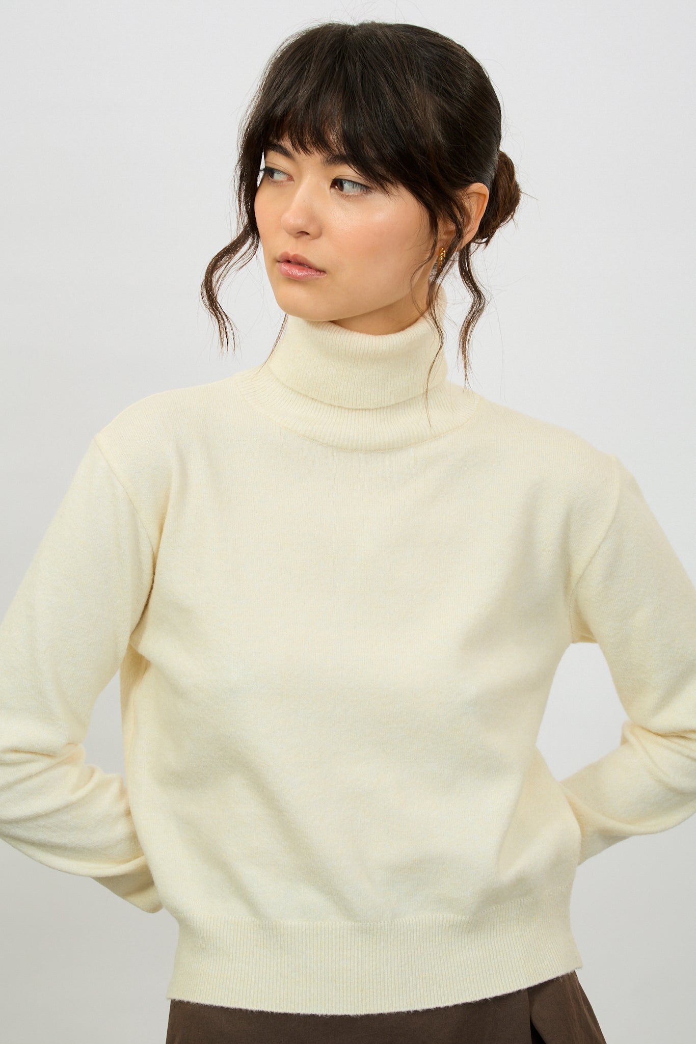 Ivory thick short knit turtleneck_1