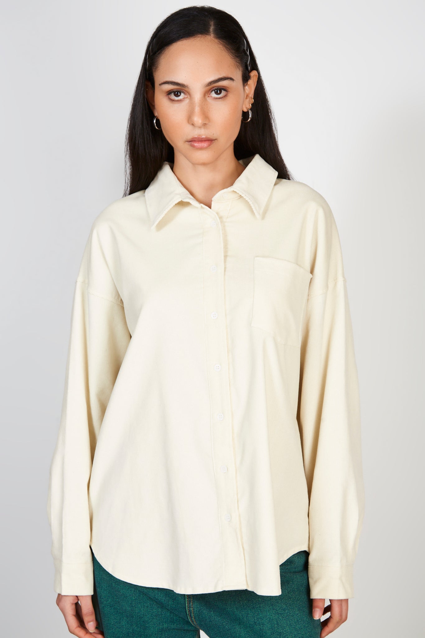 Ivory thin wale corduroy shirt_1