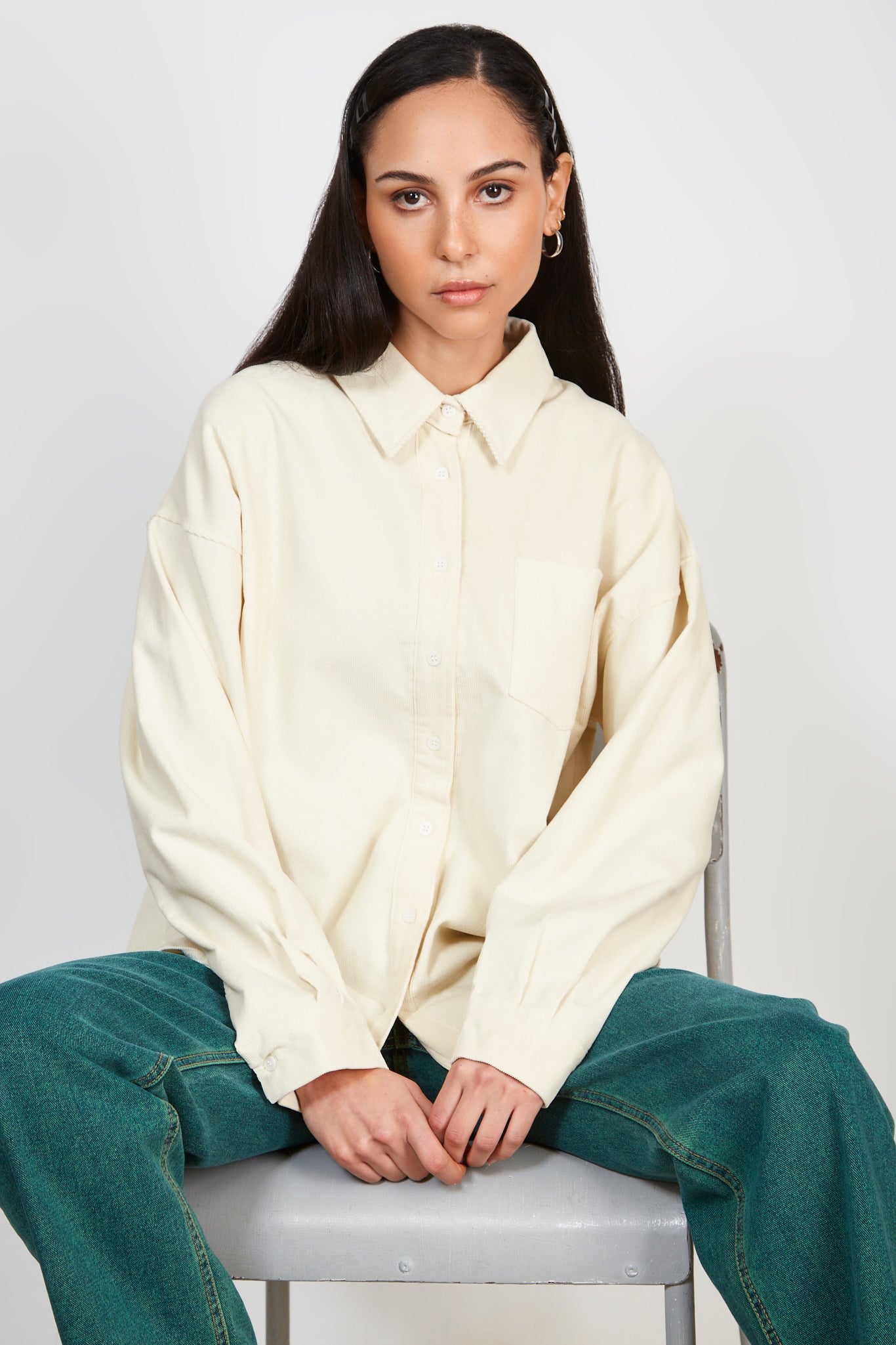 Ivory thin wale corduroy shirt_5