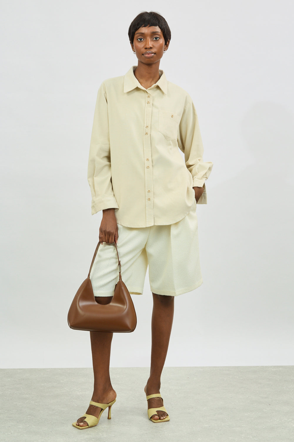 Ivory thin wale double button corduroy shirt_4