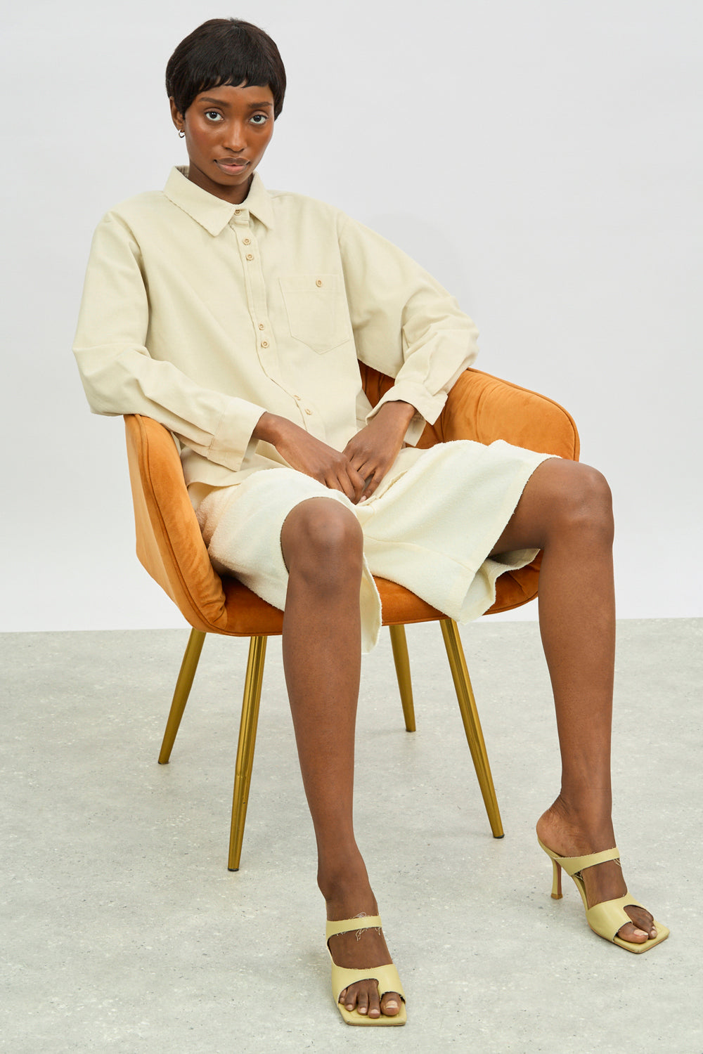 Ivory thin wale double button corduroy shirt_5