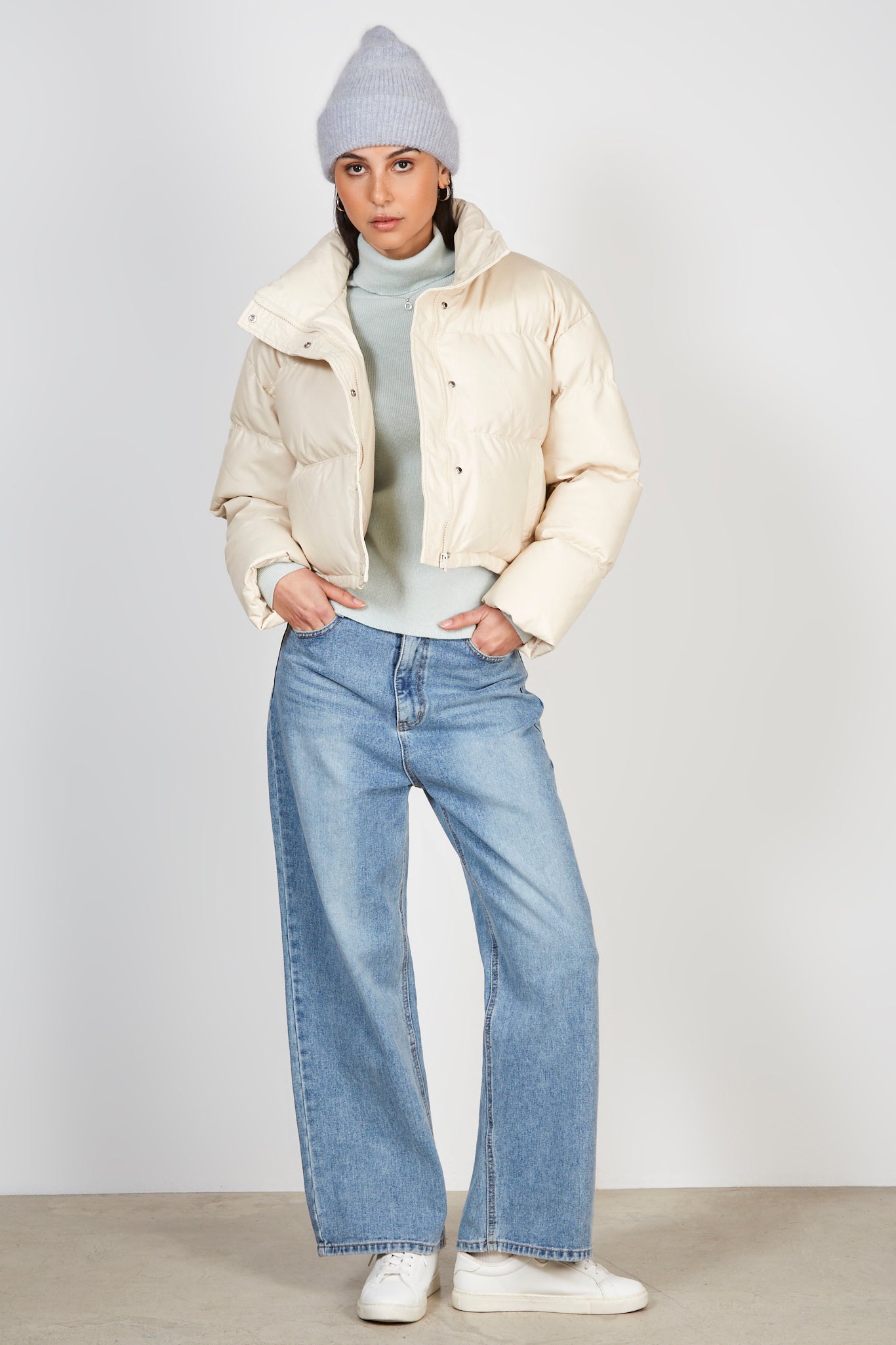 Ivory vegan leather puffer jacket_4