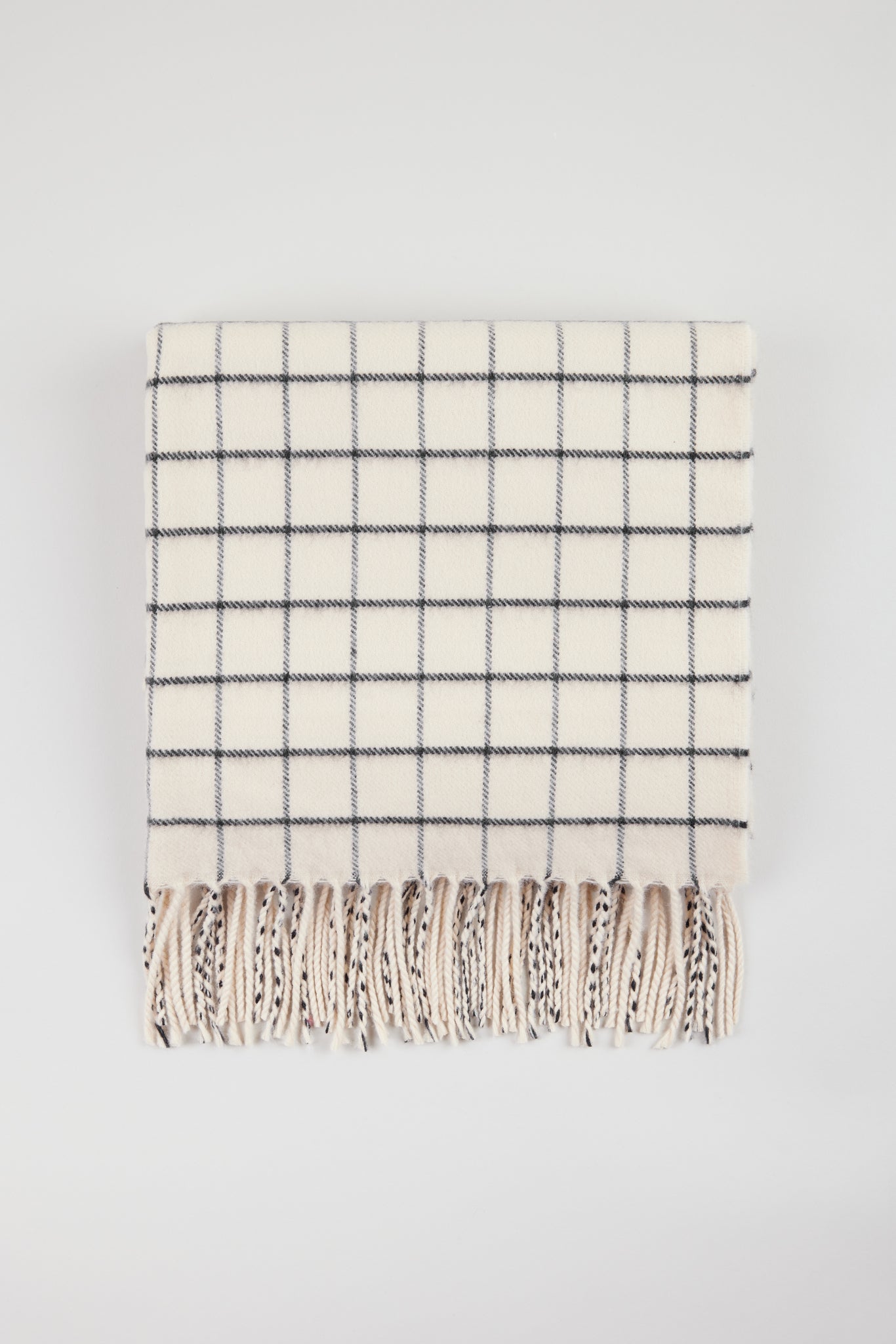 Ivory and black small box check scarf_1